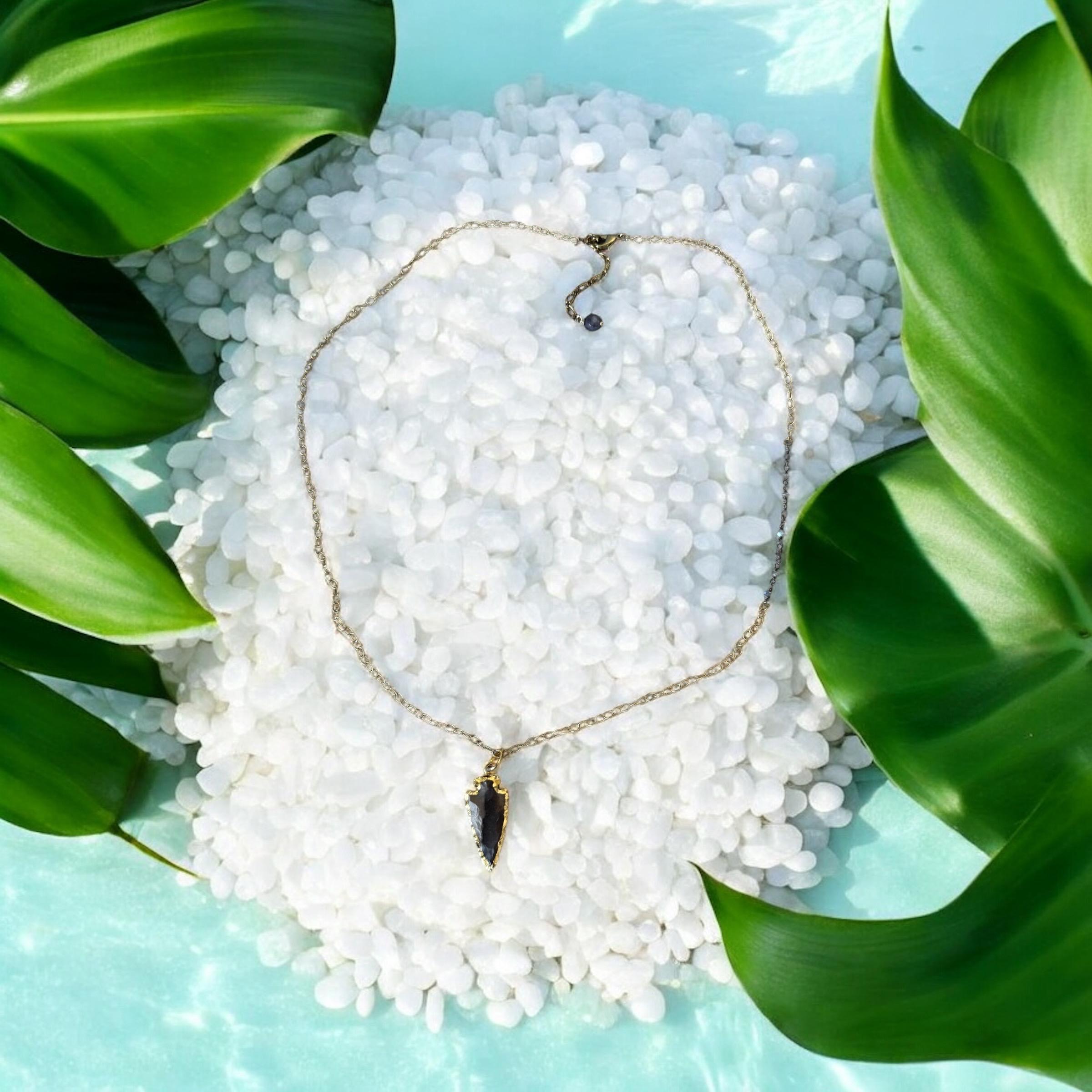 Obsidian Blade: Gilded Arrowhead Necklace