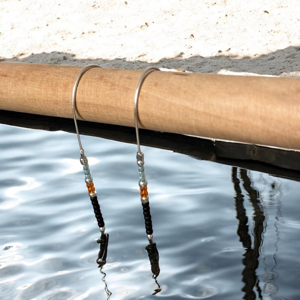 Midnight Current Hook Earrings – Molten Noir + Burnt Amber