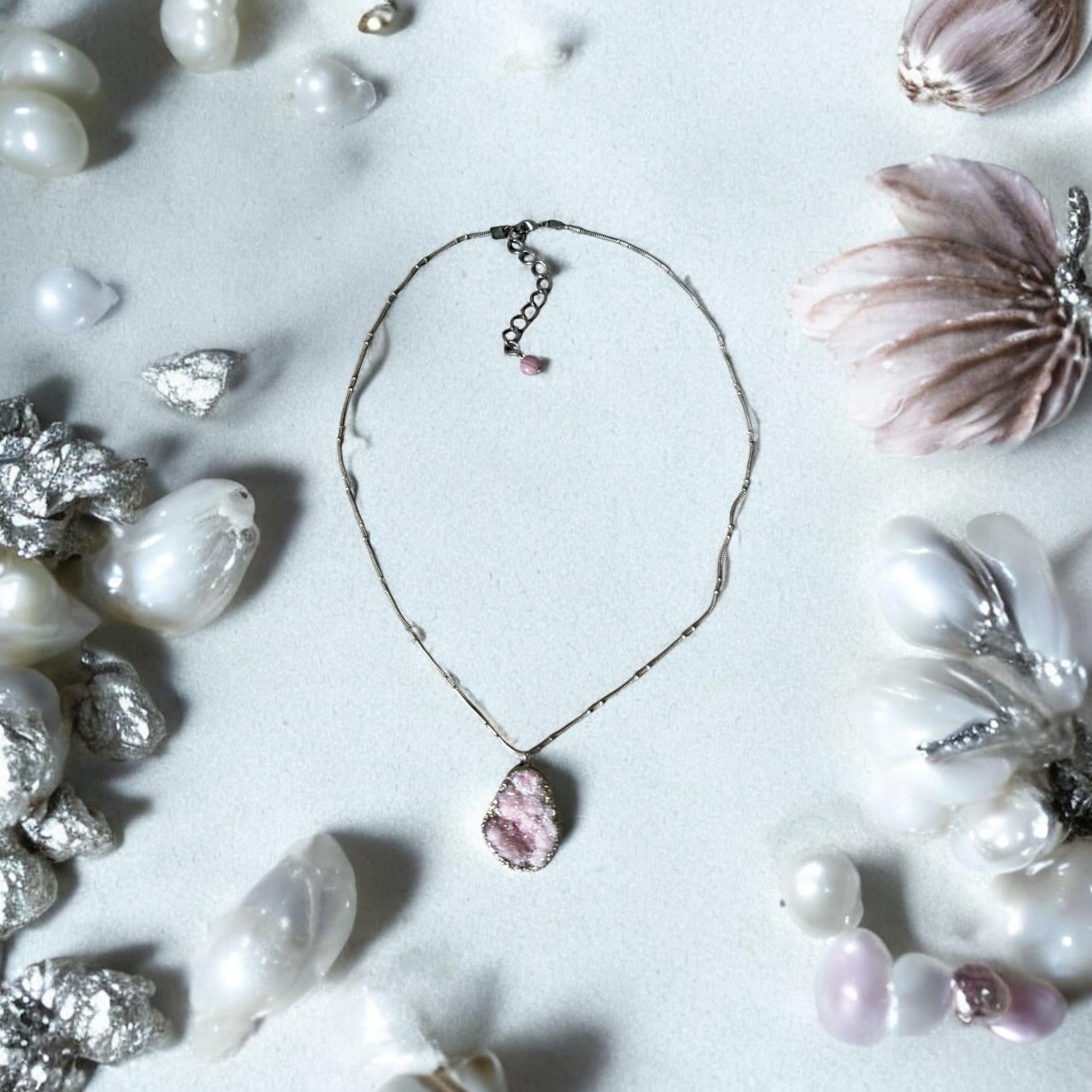 Blush Shard Crystal Ore Pendant Necklace