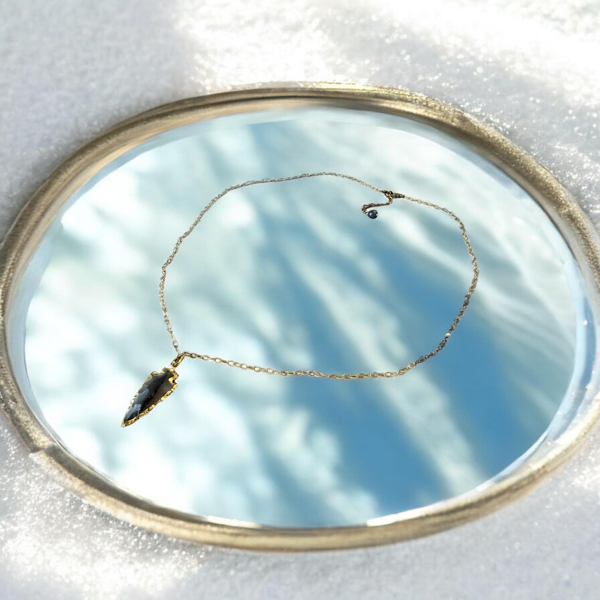 Obsidian Blade: Gilded Arrowhead Necklace