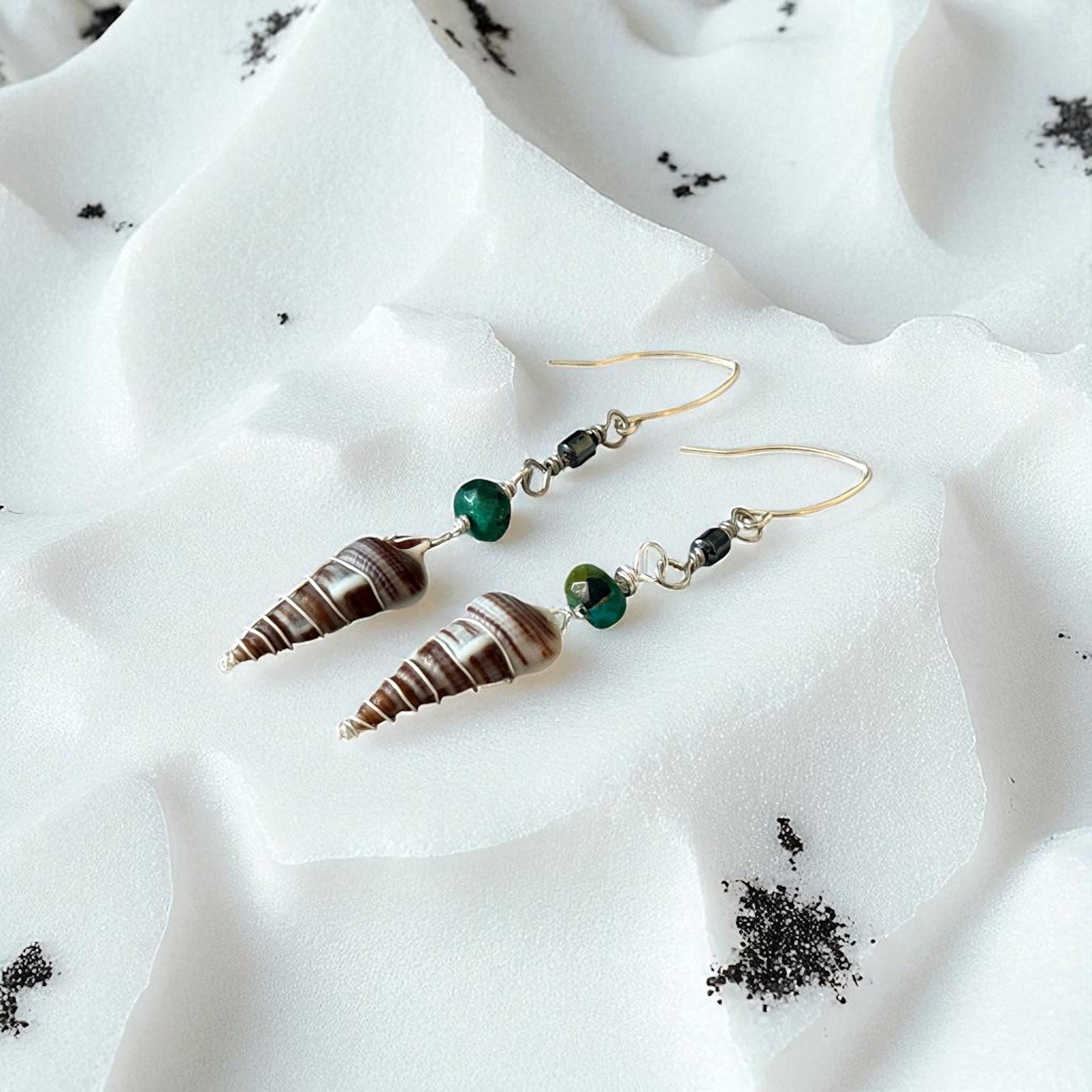 Twisted Metal Hawaiian Shell Earrings