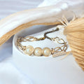 Golden Braided Cage Pearl Bracelet