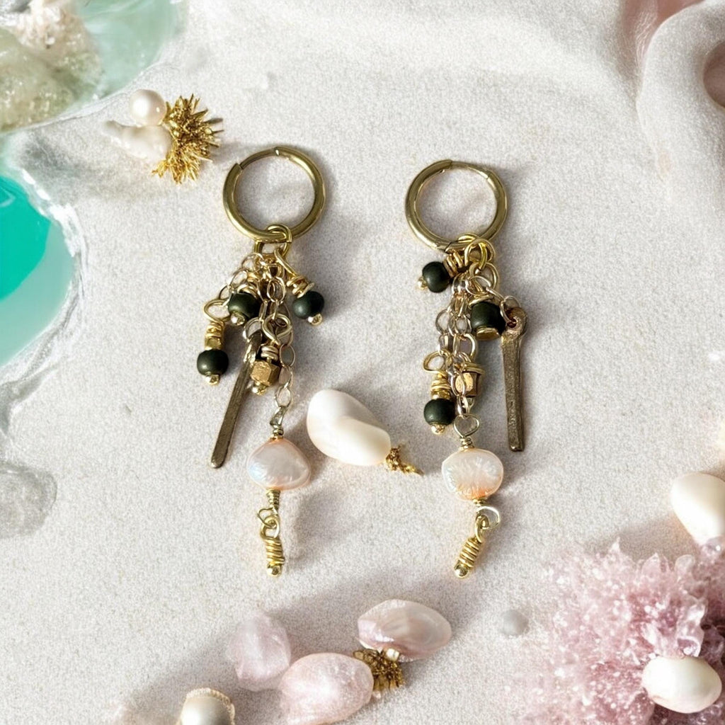 Gold and Pearl Drift Earrings