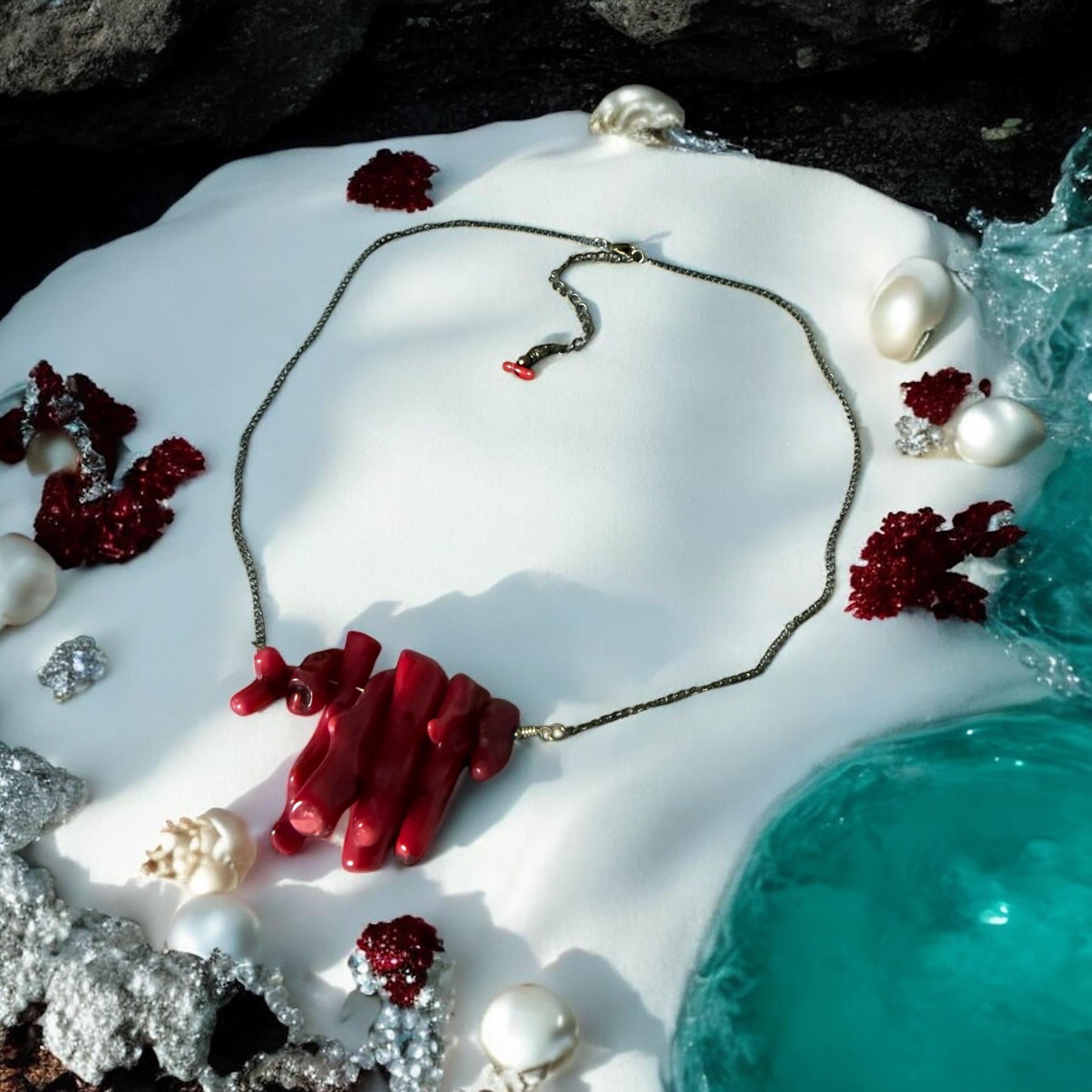 Chunky Crimson Current Coral Statement Necklace