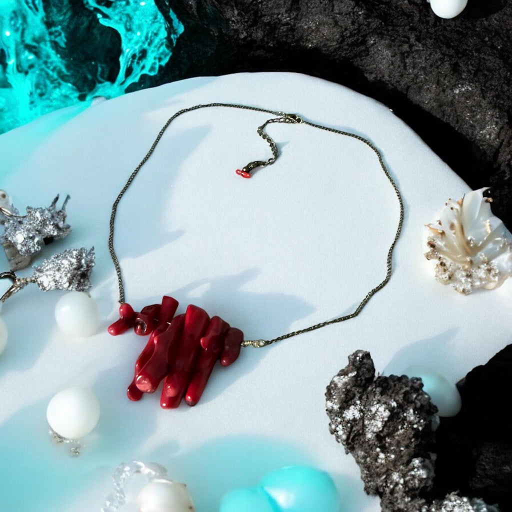 Chunky Crimson Current Coral Statement Necklace