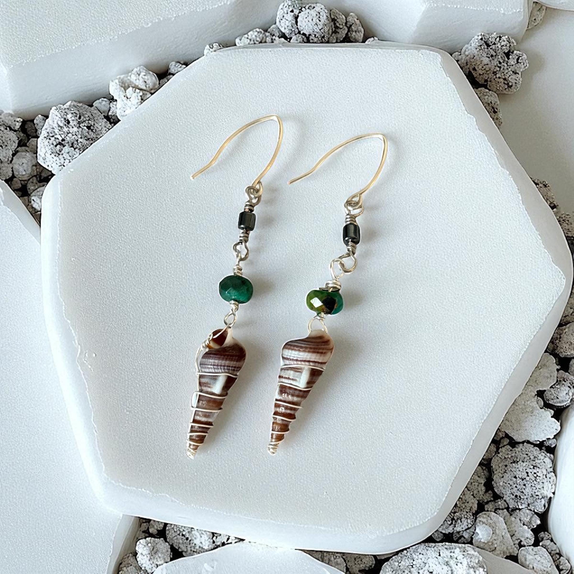 Twisted Metal Hawaiian Shell Earrings