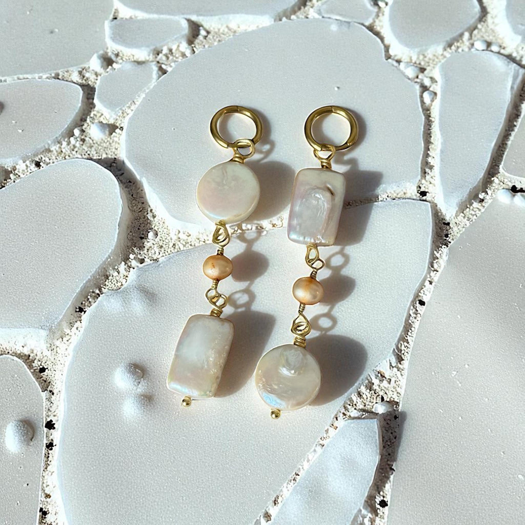 Golden Tide Pearl Drop Earrings