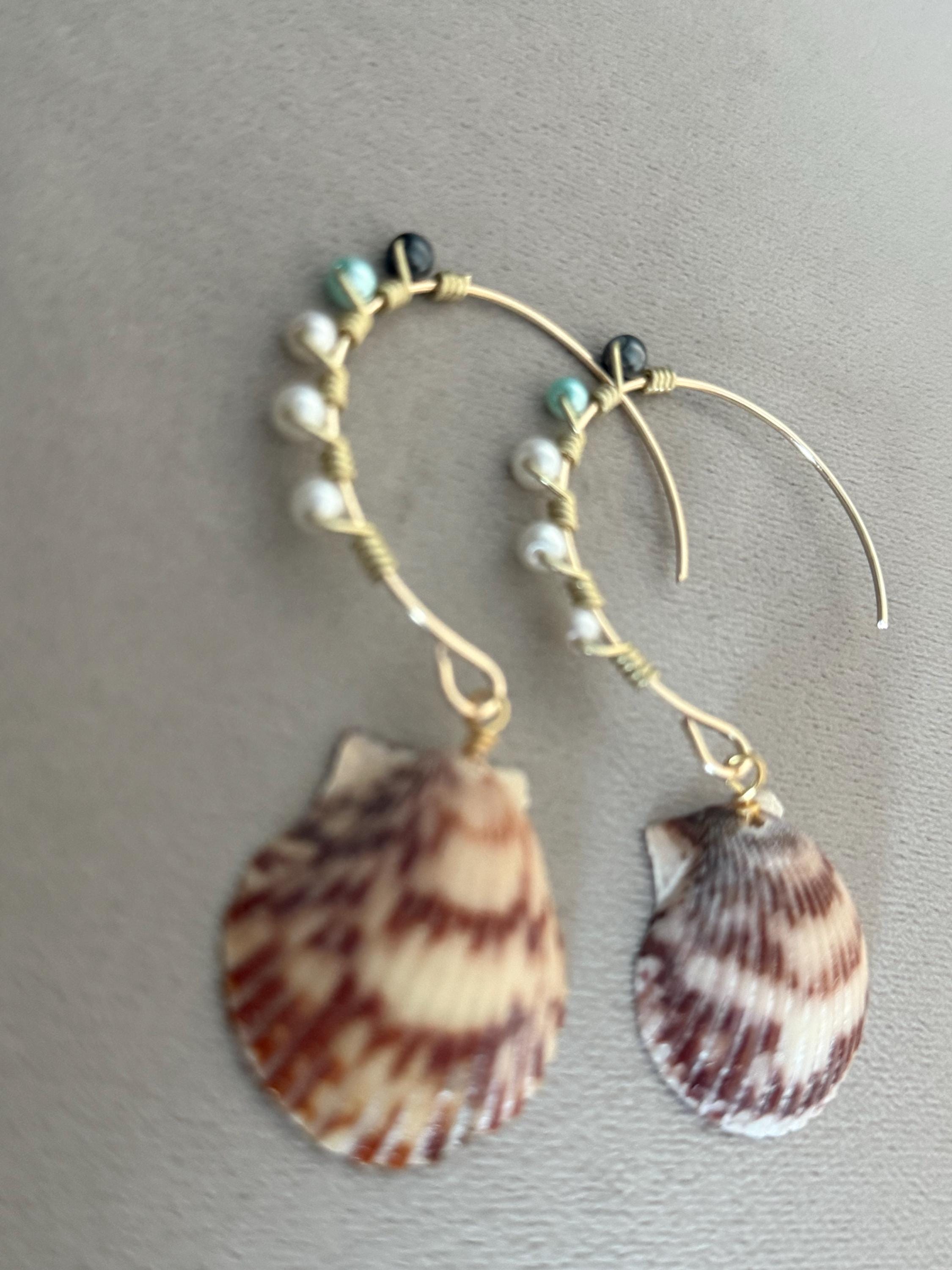Luxe Vietnamese Shell Hoop Earrings