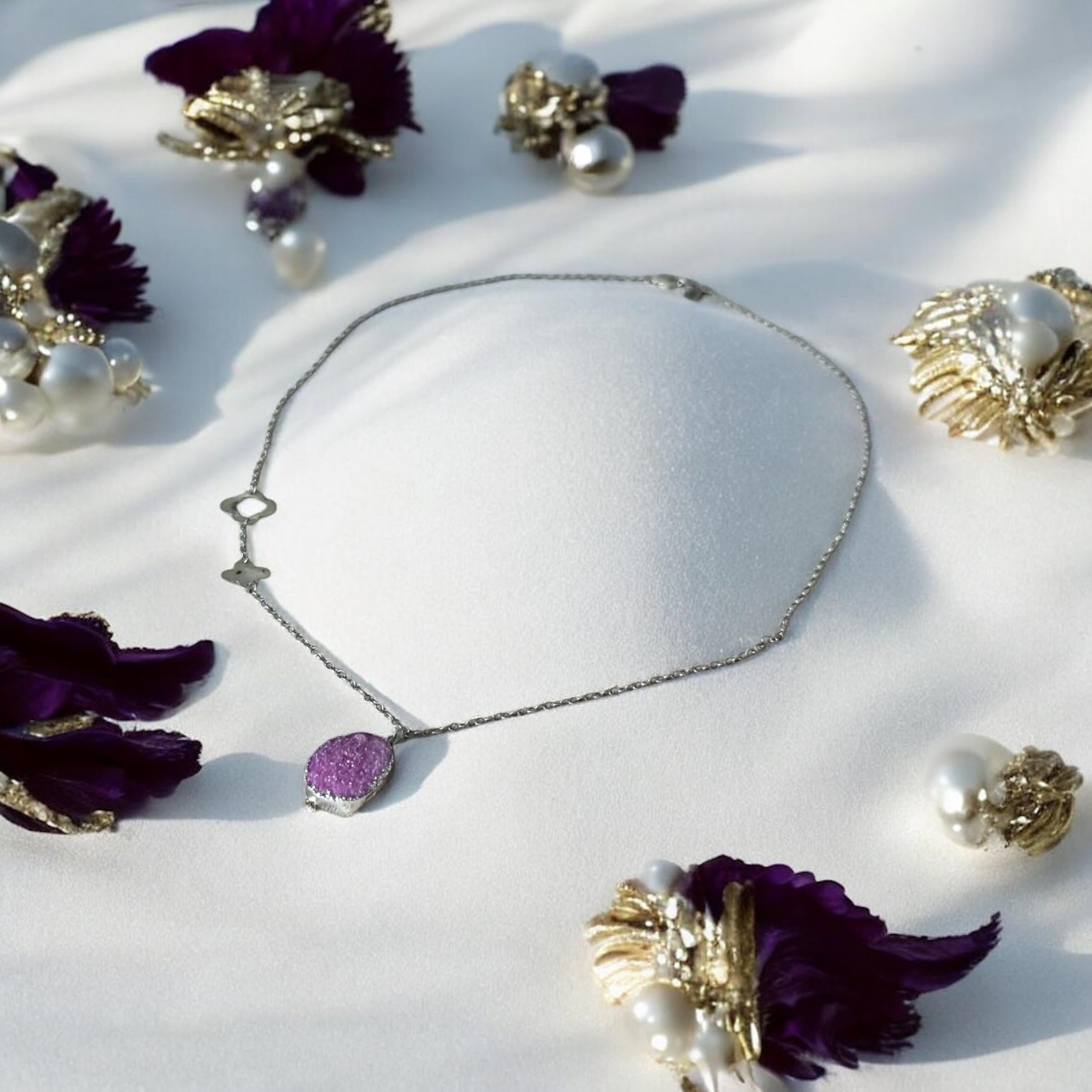 Violet Vein Ore Fossil Necklace