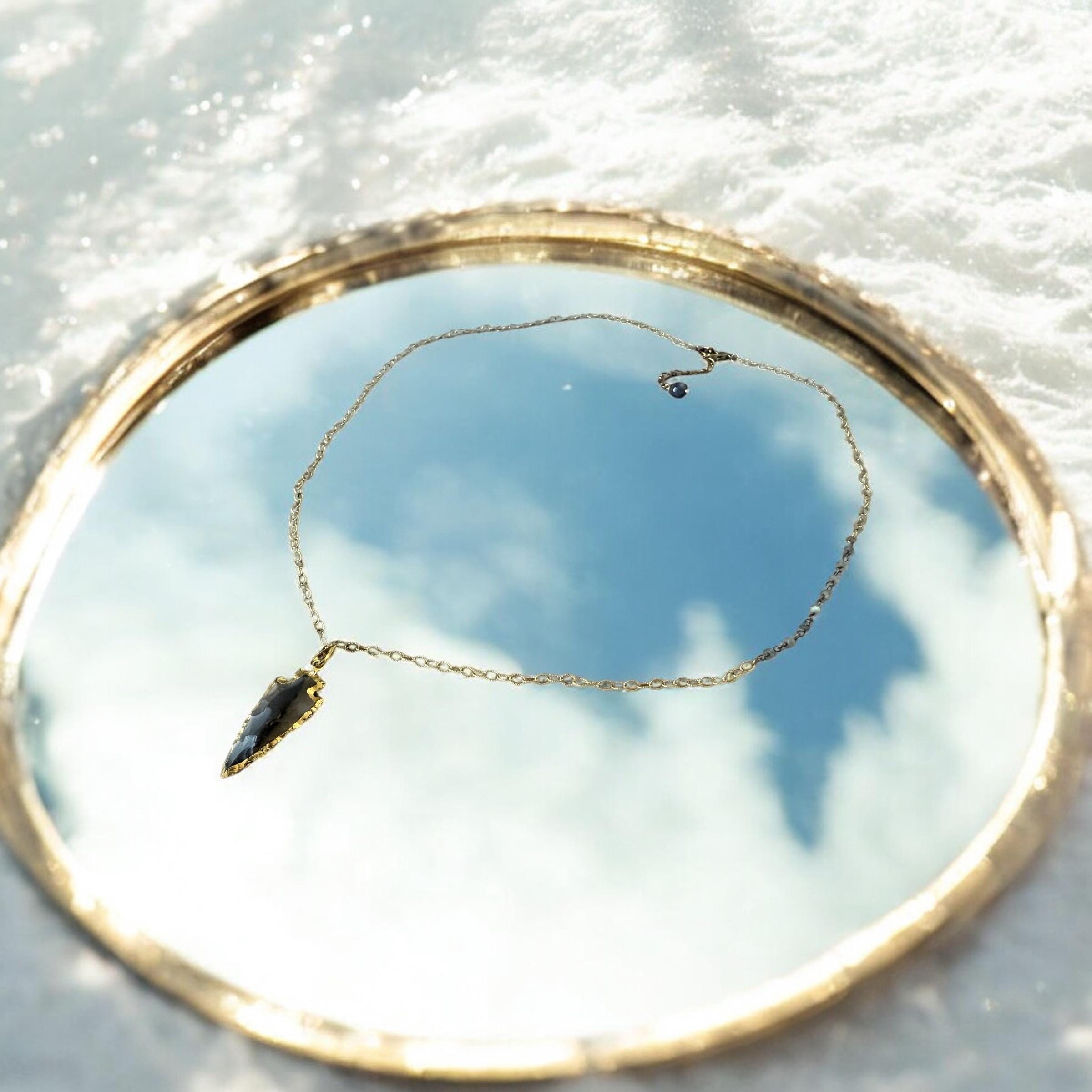 Obsidian Blade: Gilded Arrowhead Necklace