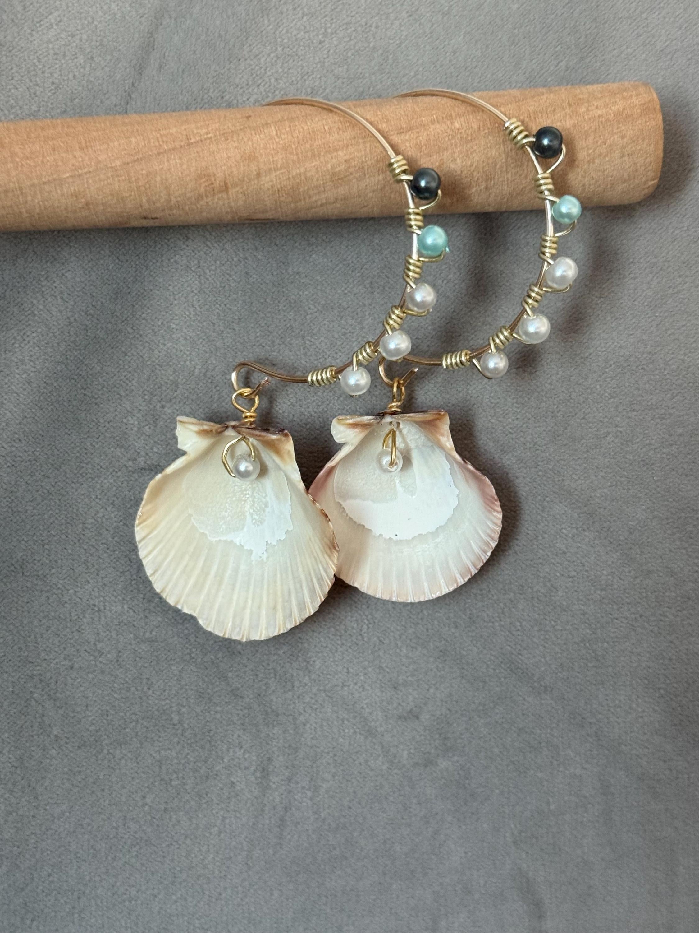Luxe Vietnamese Shell Hoop Earrings