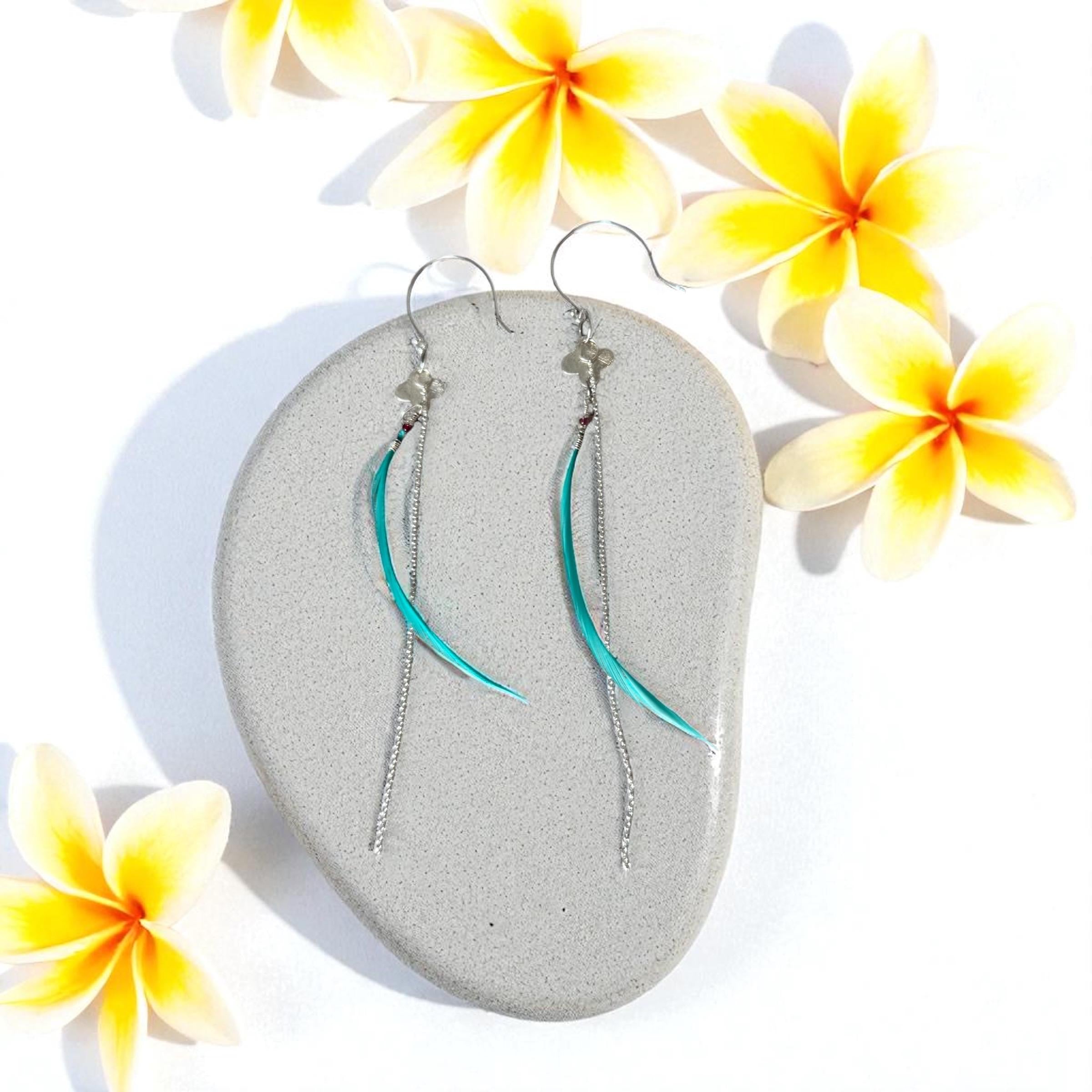 Feathered Wisper Teal Earrings