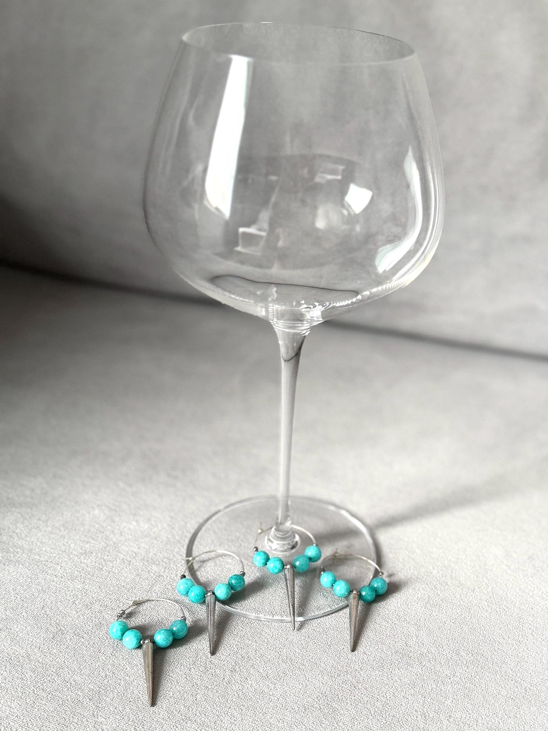 Turquoise Vice Wine Charm Set - Set of 4