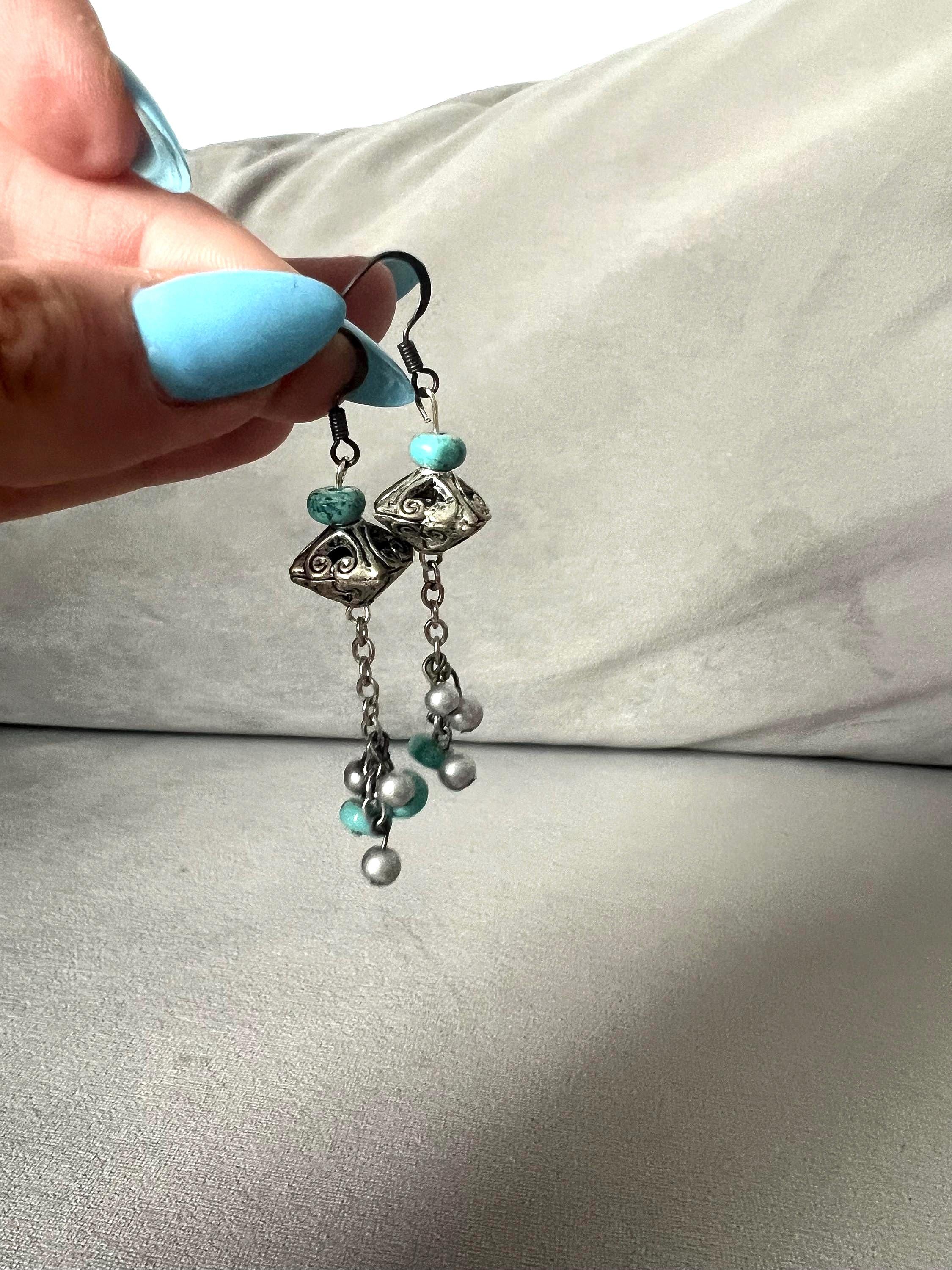 Turquoise Statement Chain Earrings