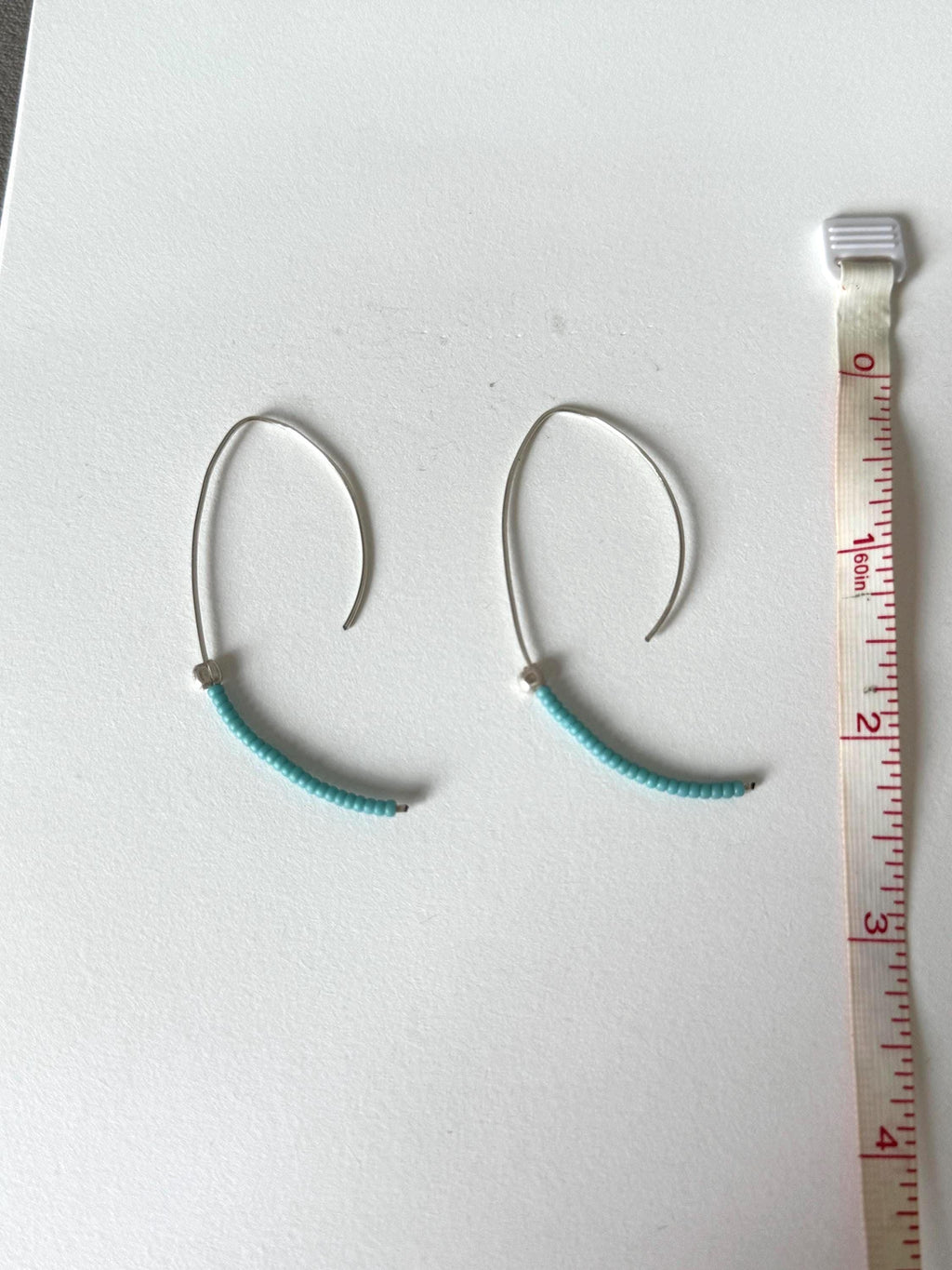 Sea Arc Earrings – Aqua Curve + Silver Drop