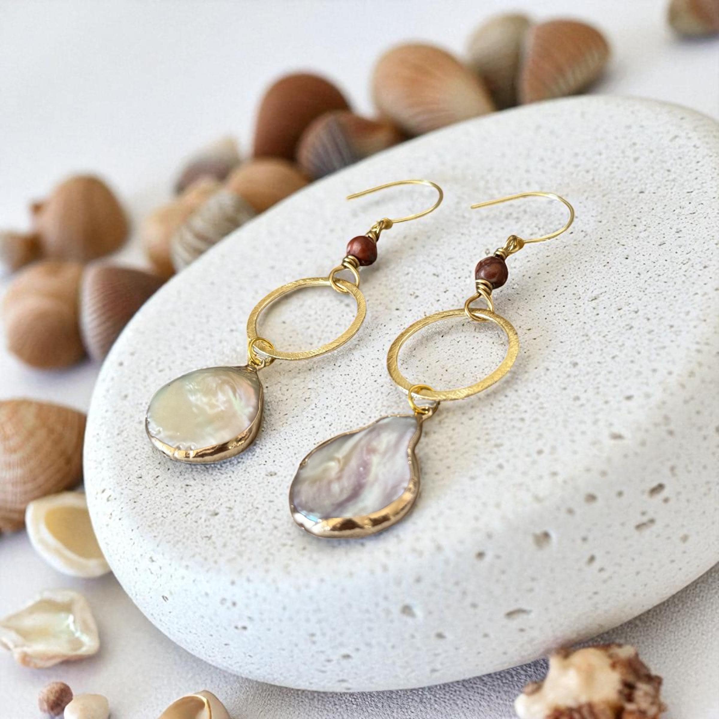 Gilded Tide Drop Pearl Earrings