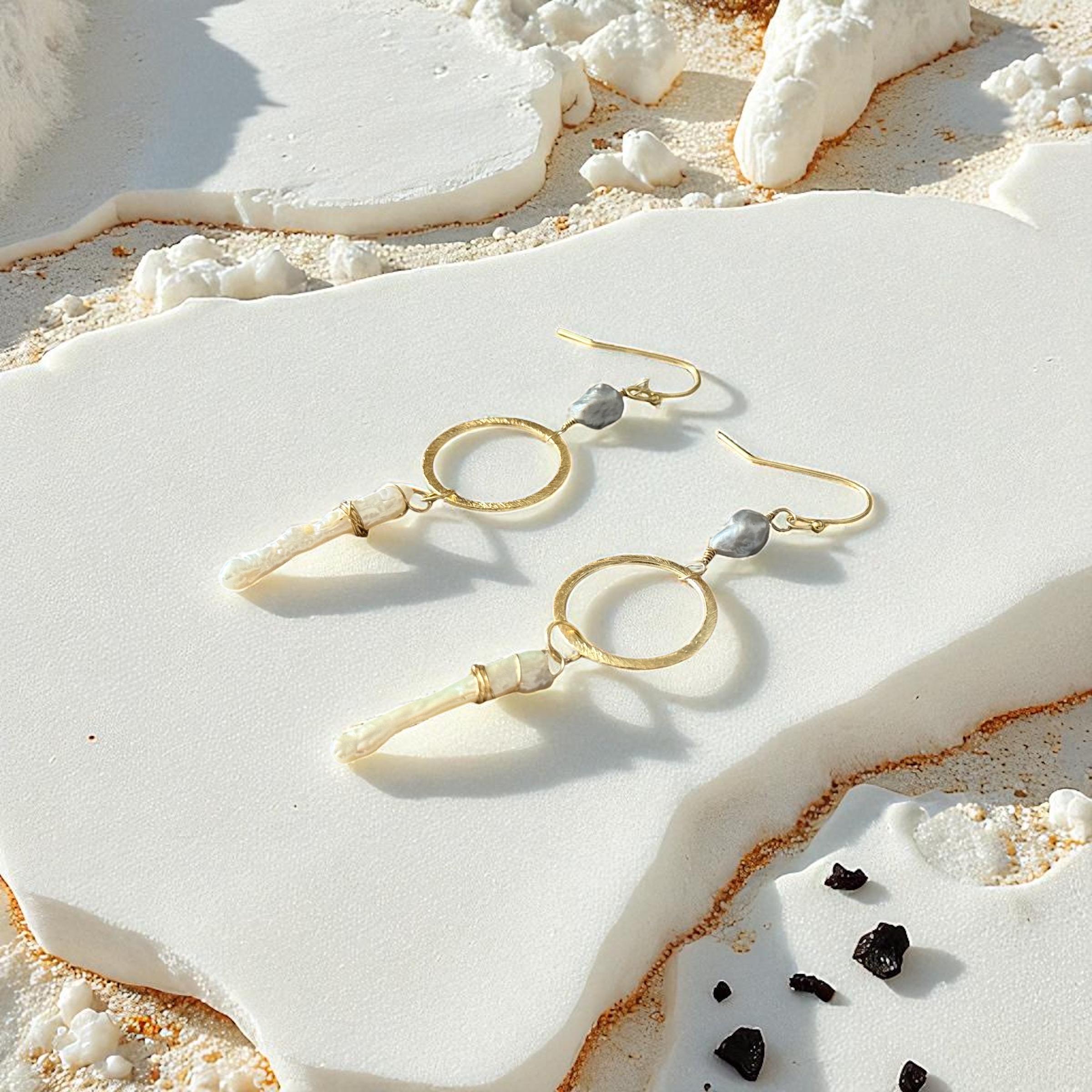 Lunar Halo Pearl Drop Earrings