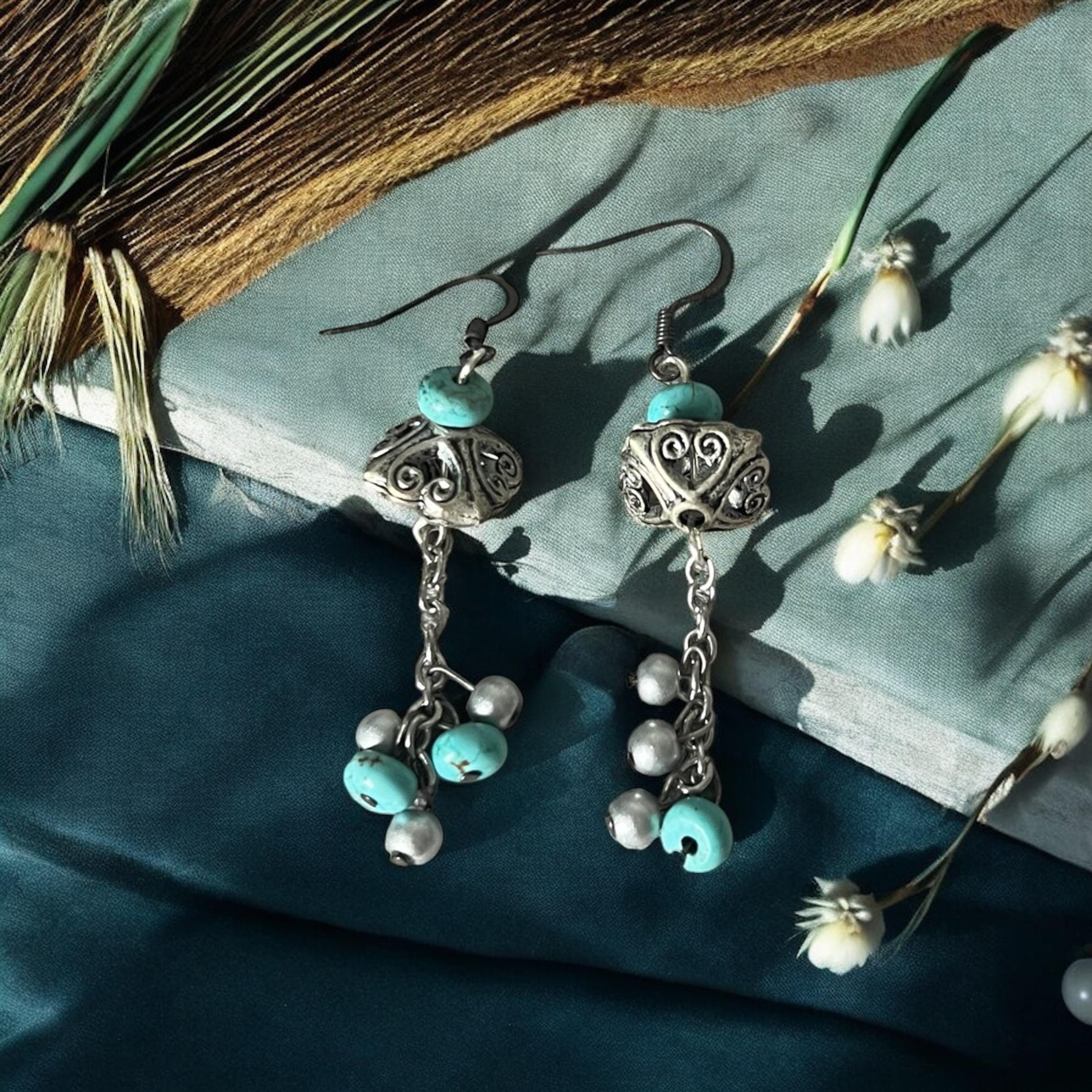 Turquoise Statement Chain Earrings