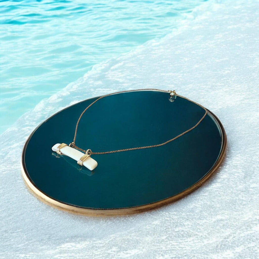 Tidebound Bar: Wrapped Pearl Pendant Necklace