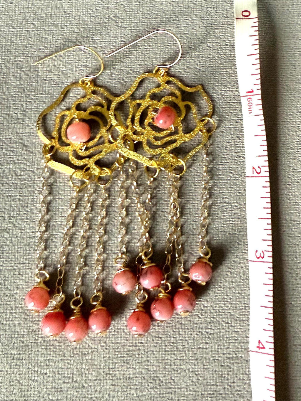 Rosé Dangles – Luxe Gold & Pink Chain Statement Earrings