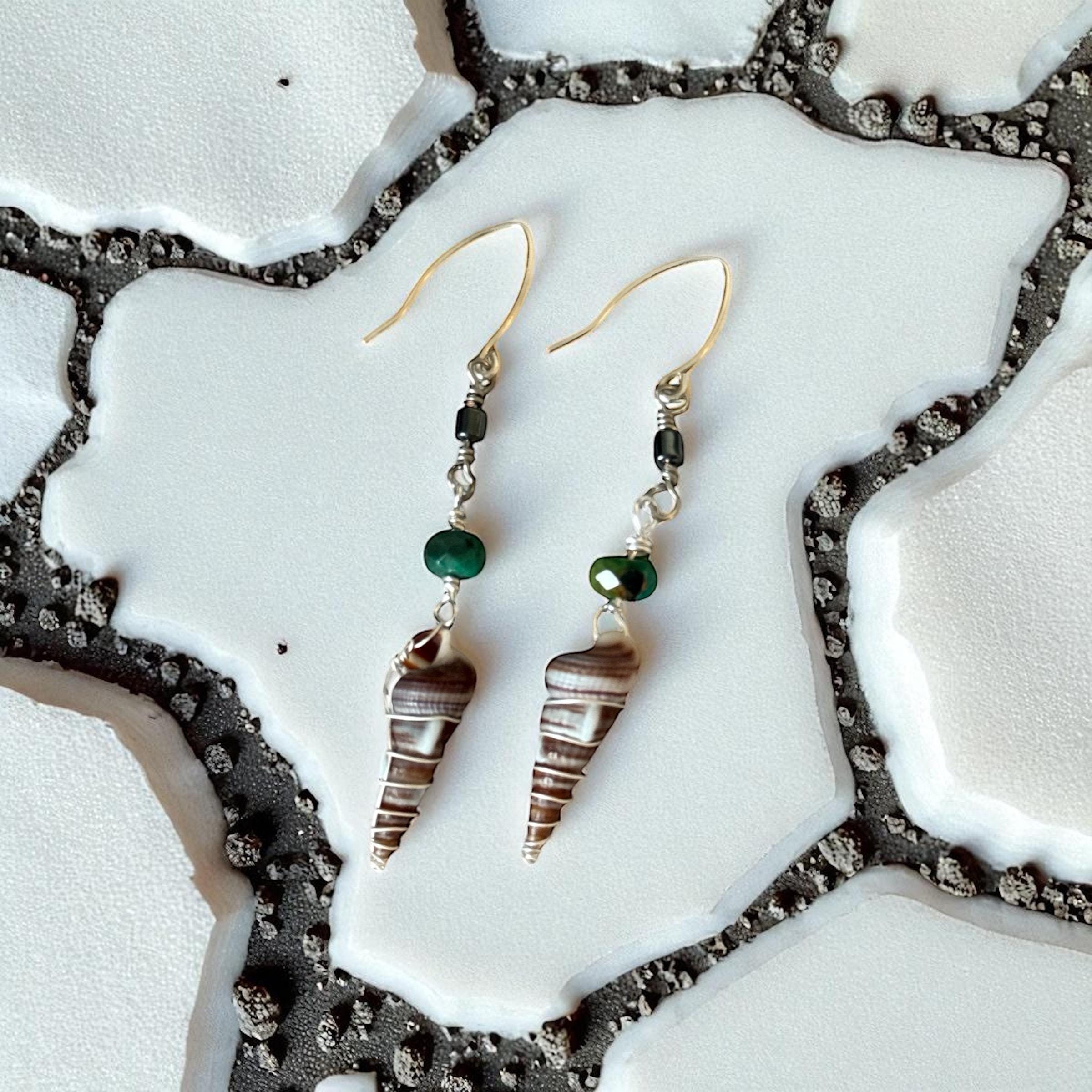 Twisted Metal Hawaiian Shell Earrings