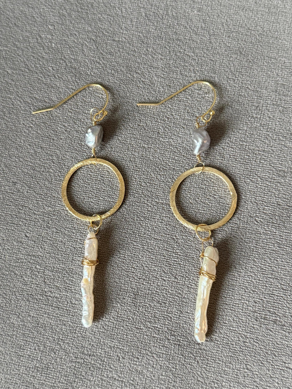 Lunar Halo Pearl Drop Earrings