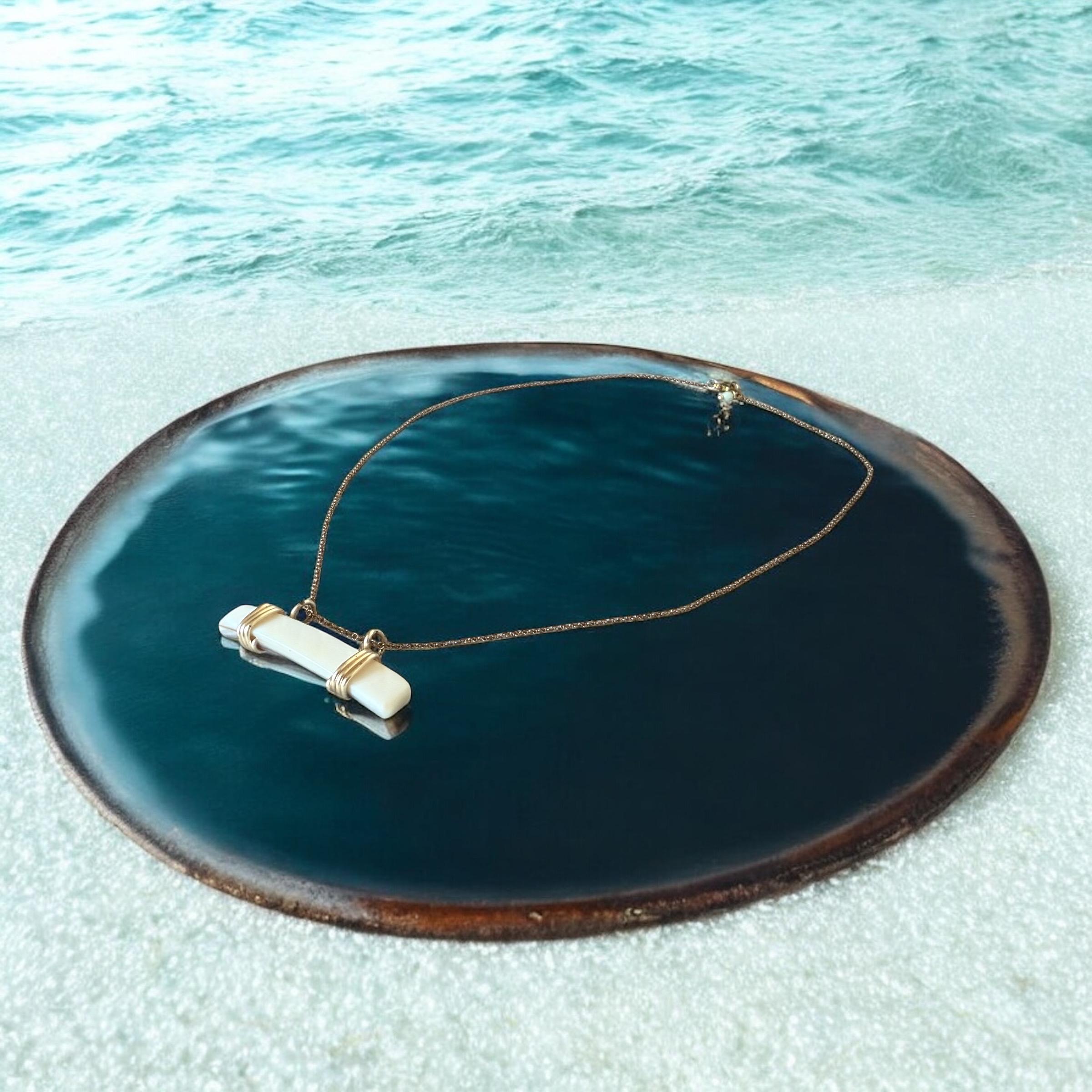 Tidebound Bar: Wrapped Pearl Pendant Necklace