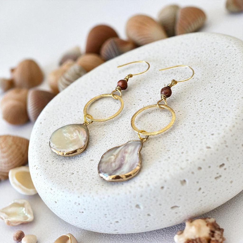 Gilded Tide Drop Pearl Earrings