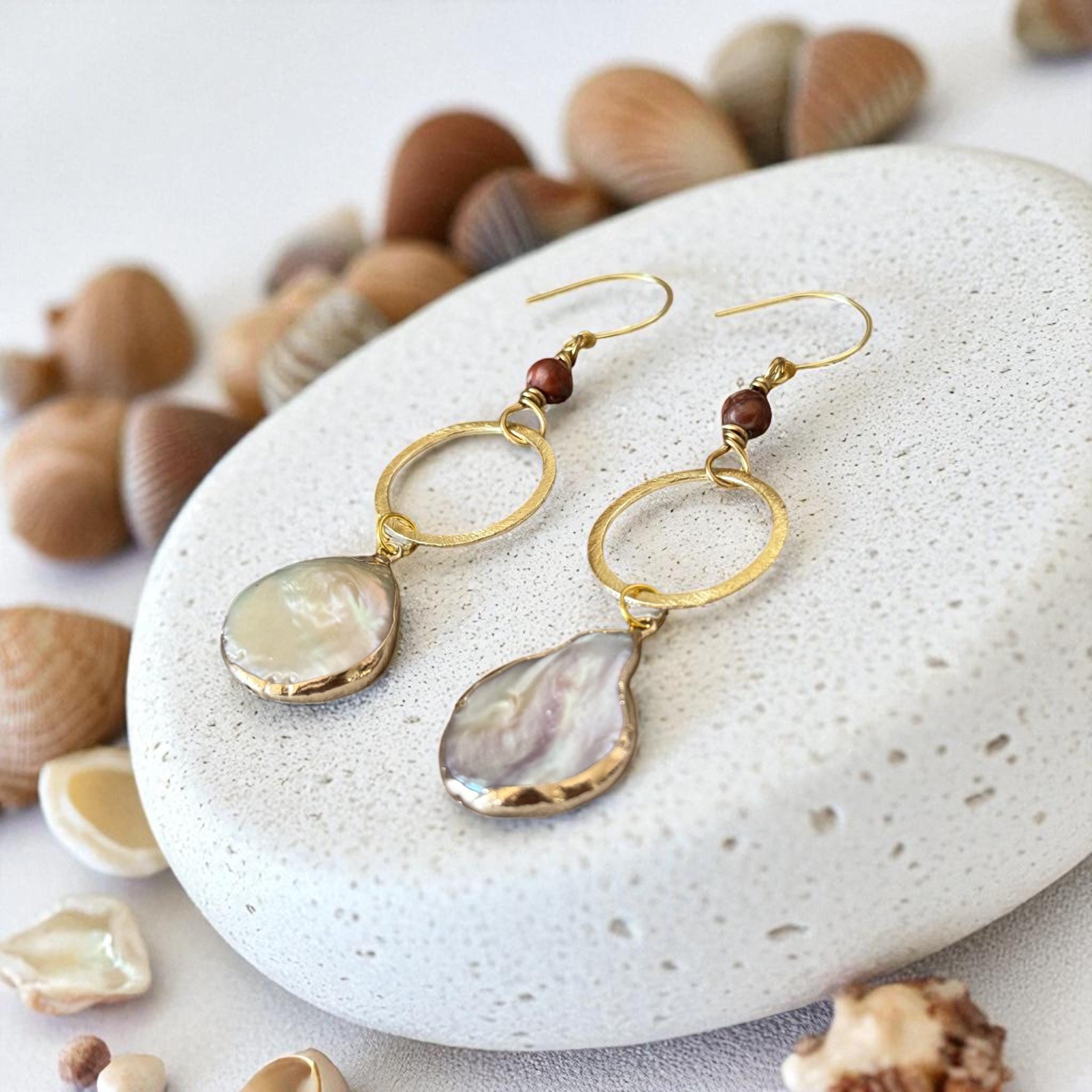 Gilded Tide Drop Pearl Earrings