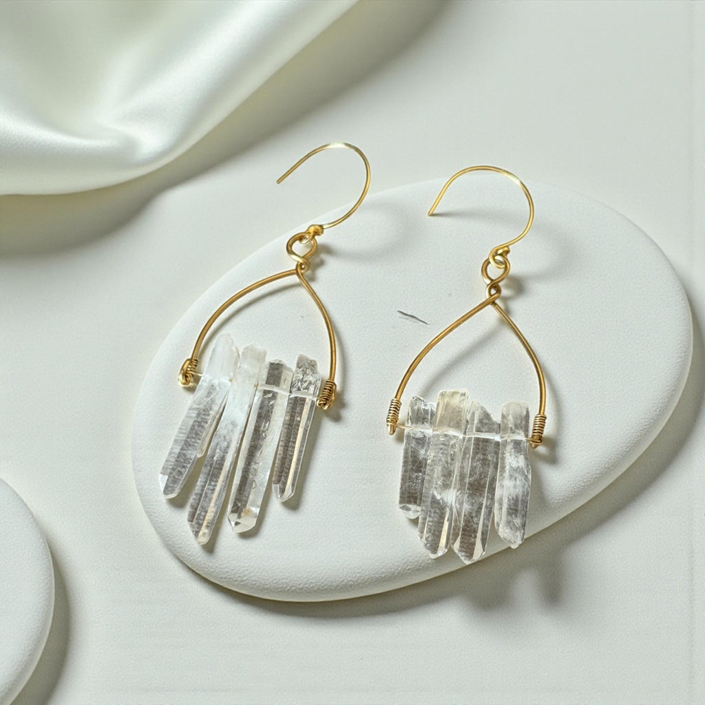 Crystal Tide Earrings – Milky Quartz