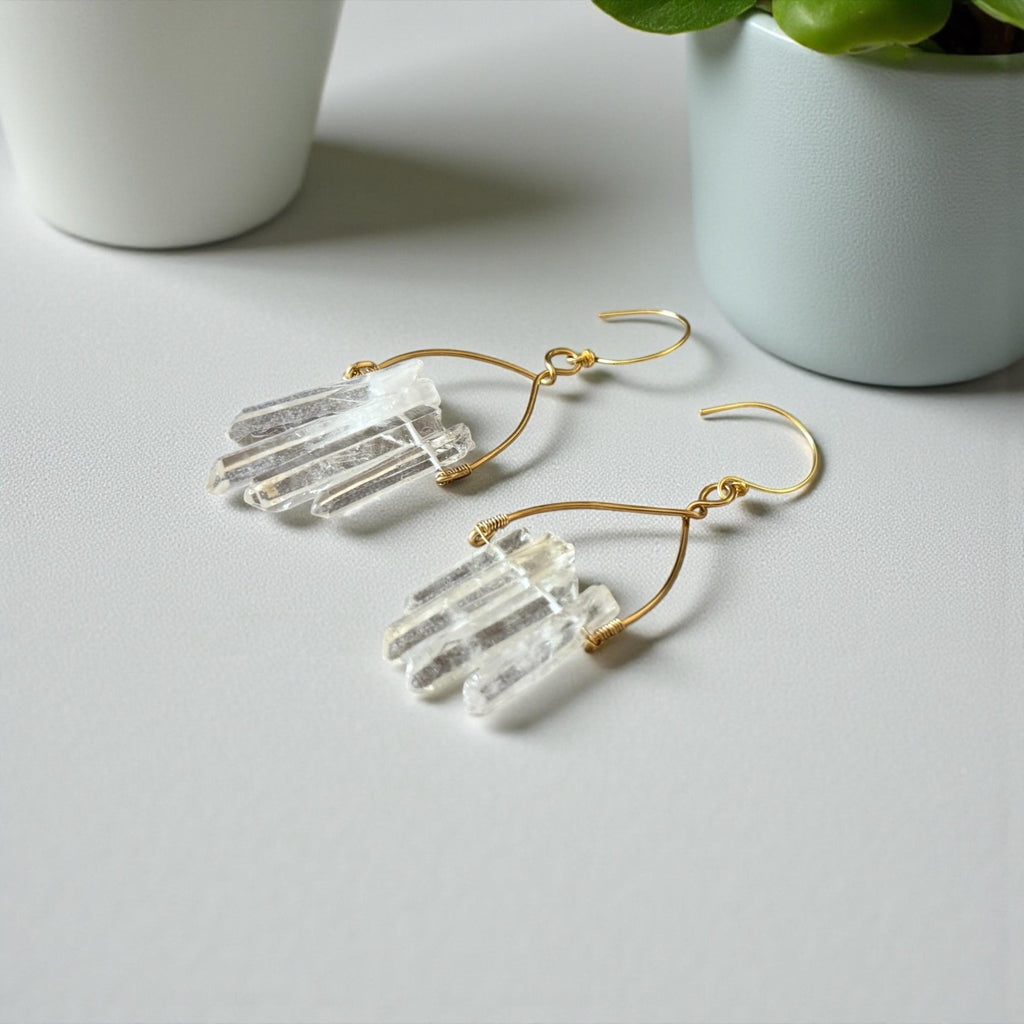 Crystal Tide Earrings – Milky Quartz