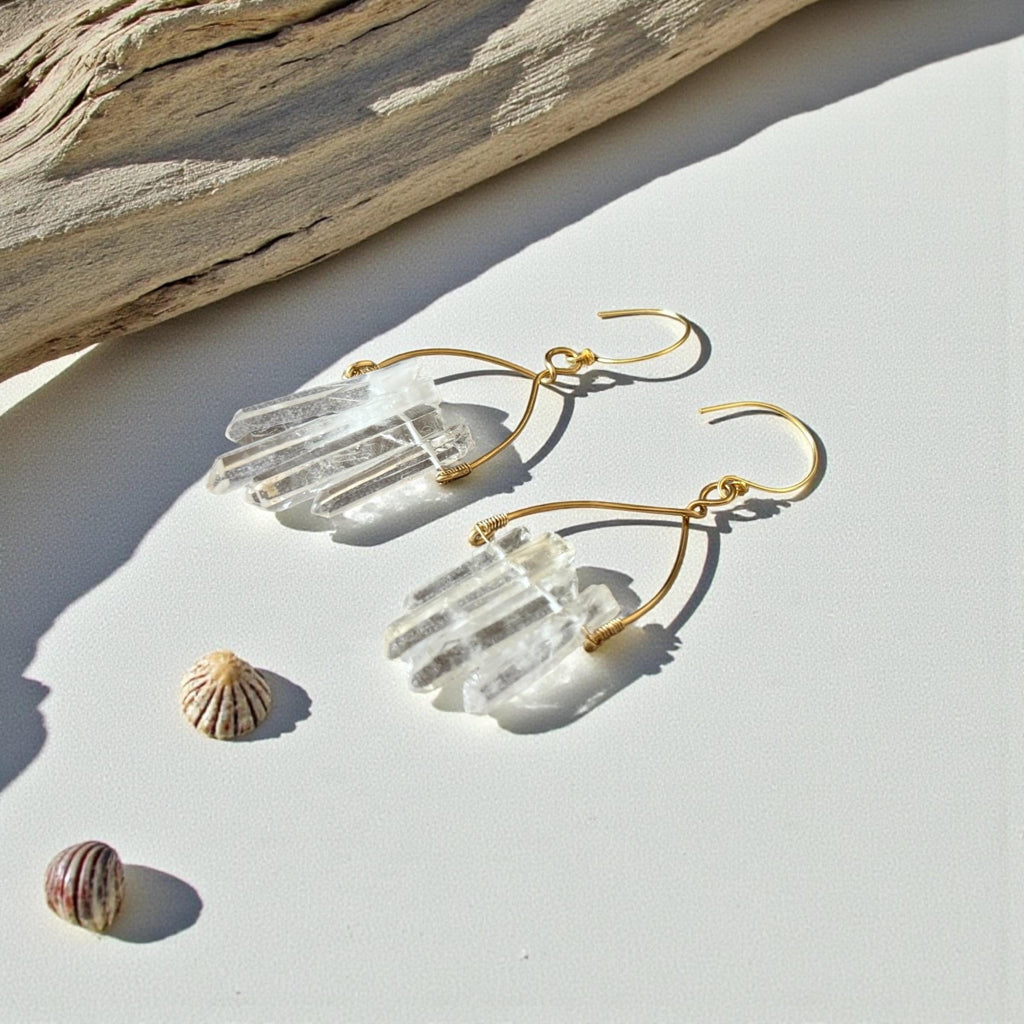 Crystal Tide Earrings – Milky Quartz