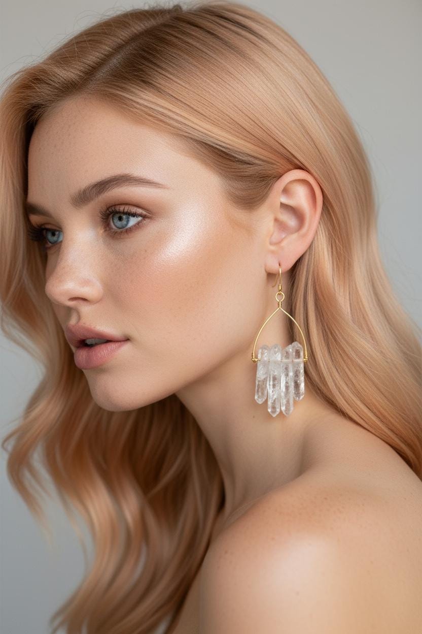 Crystal Tide Earrings – Milky Quartz