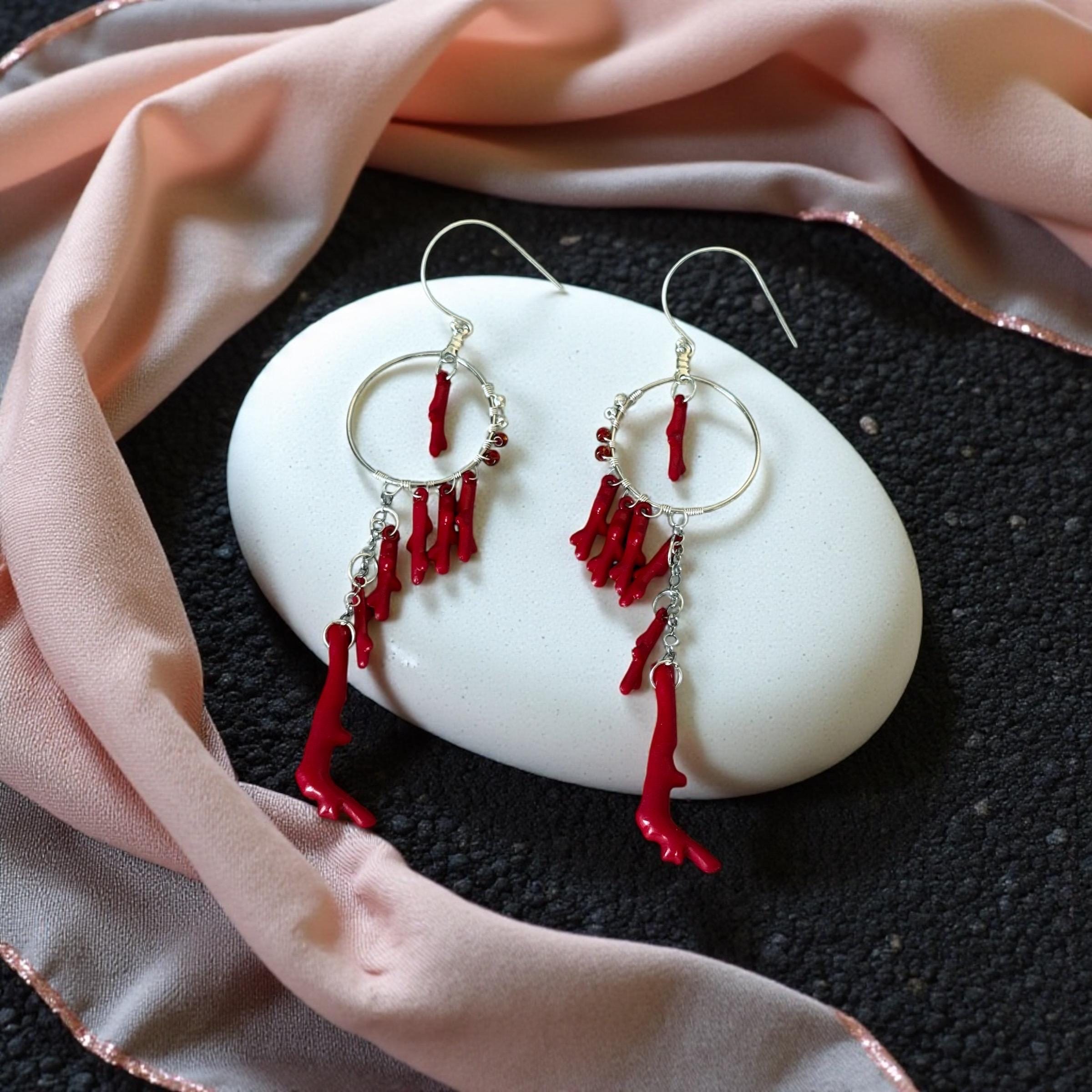 Crimson Reef Earrings – Oceanic Glam Collection