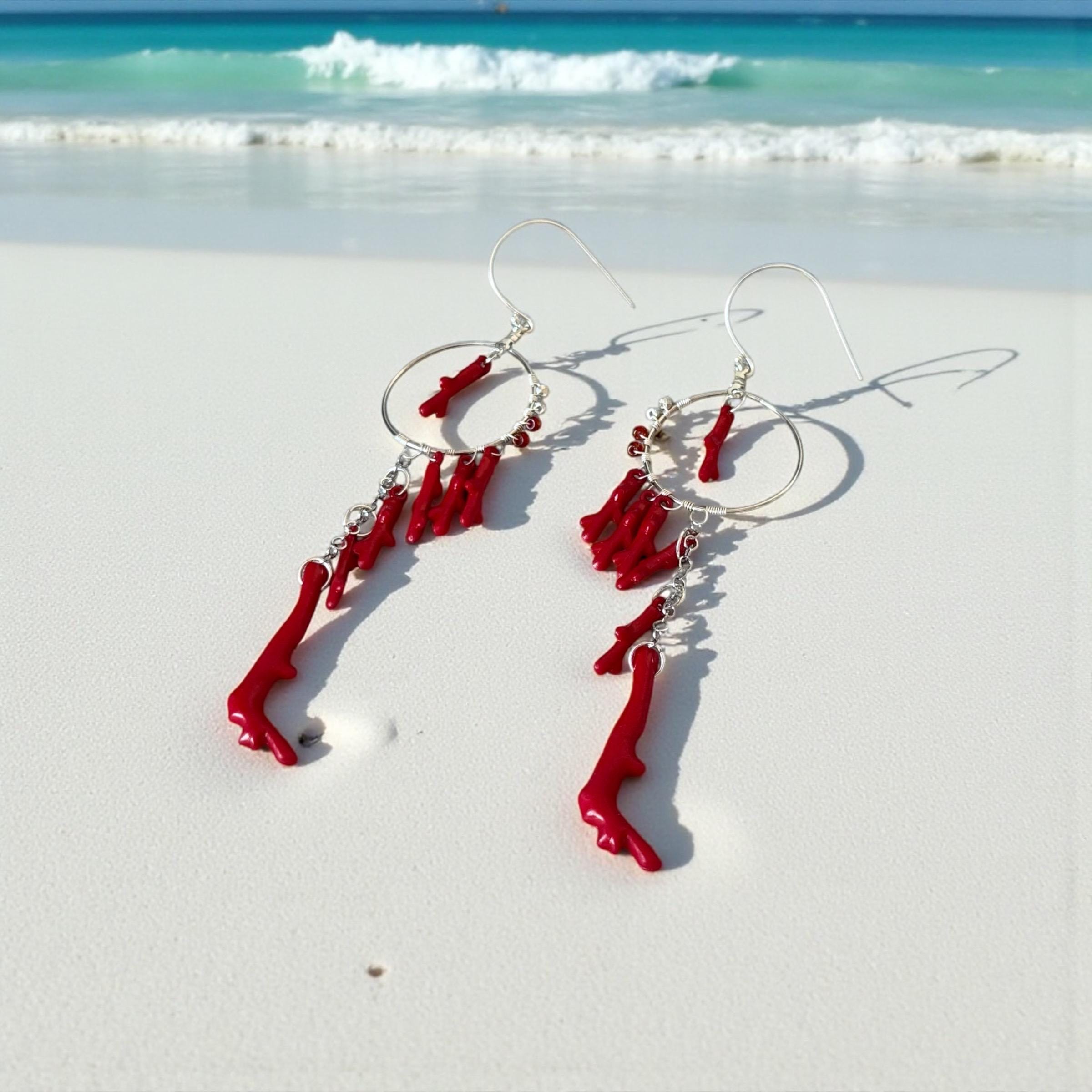 Crimson Reef Earrings – Oceanic Glam Collection