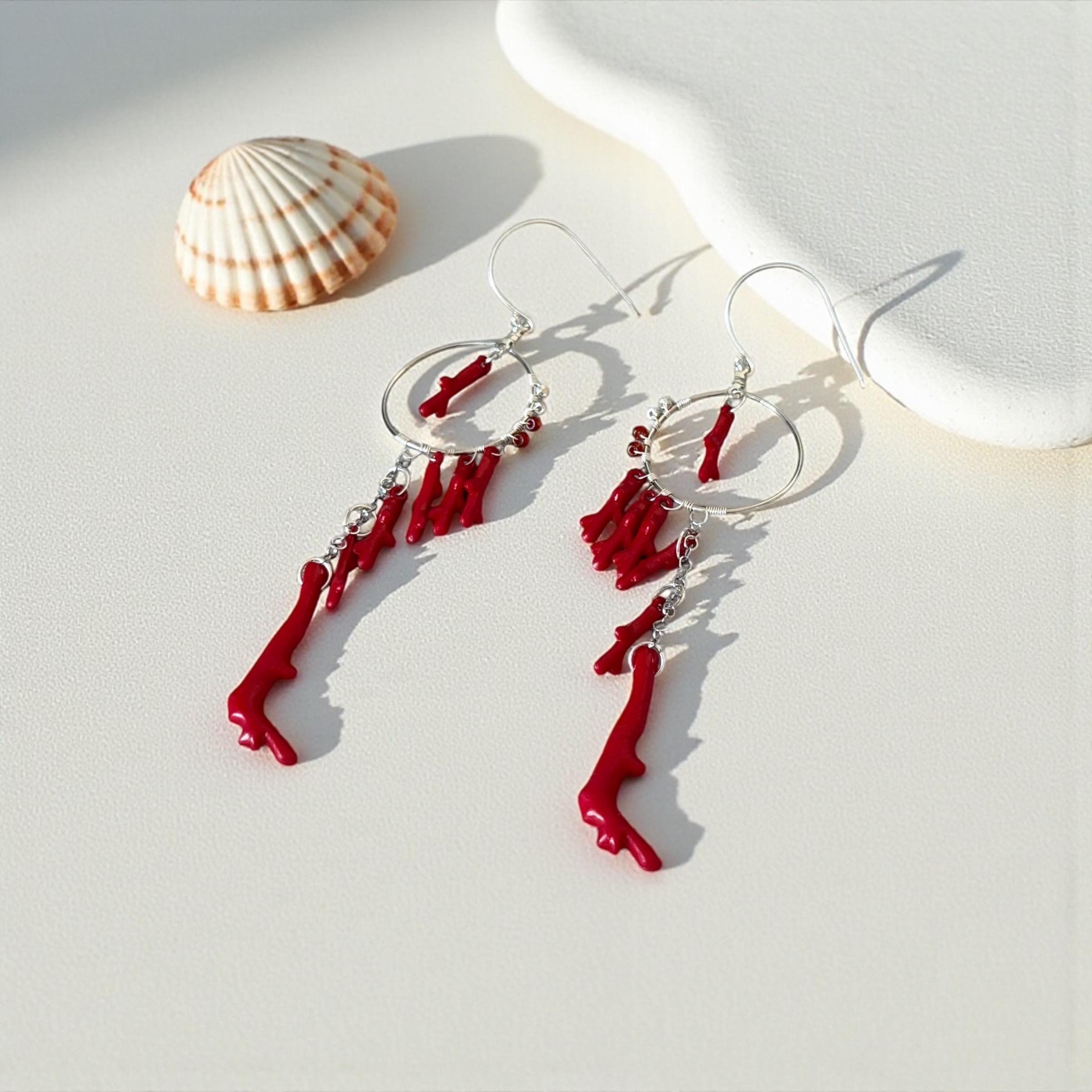 Crimson Reef Earrings – Oceanic Glam Collection