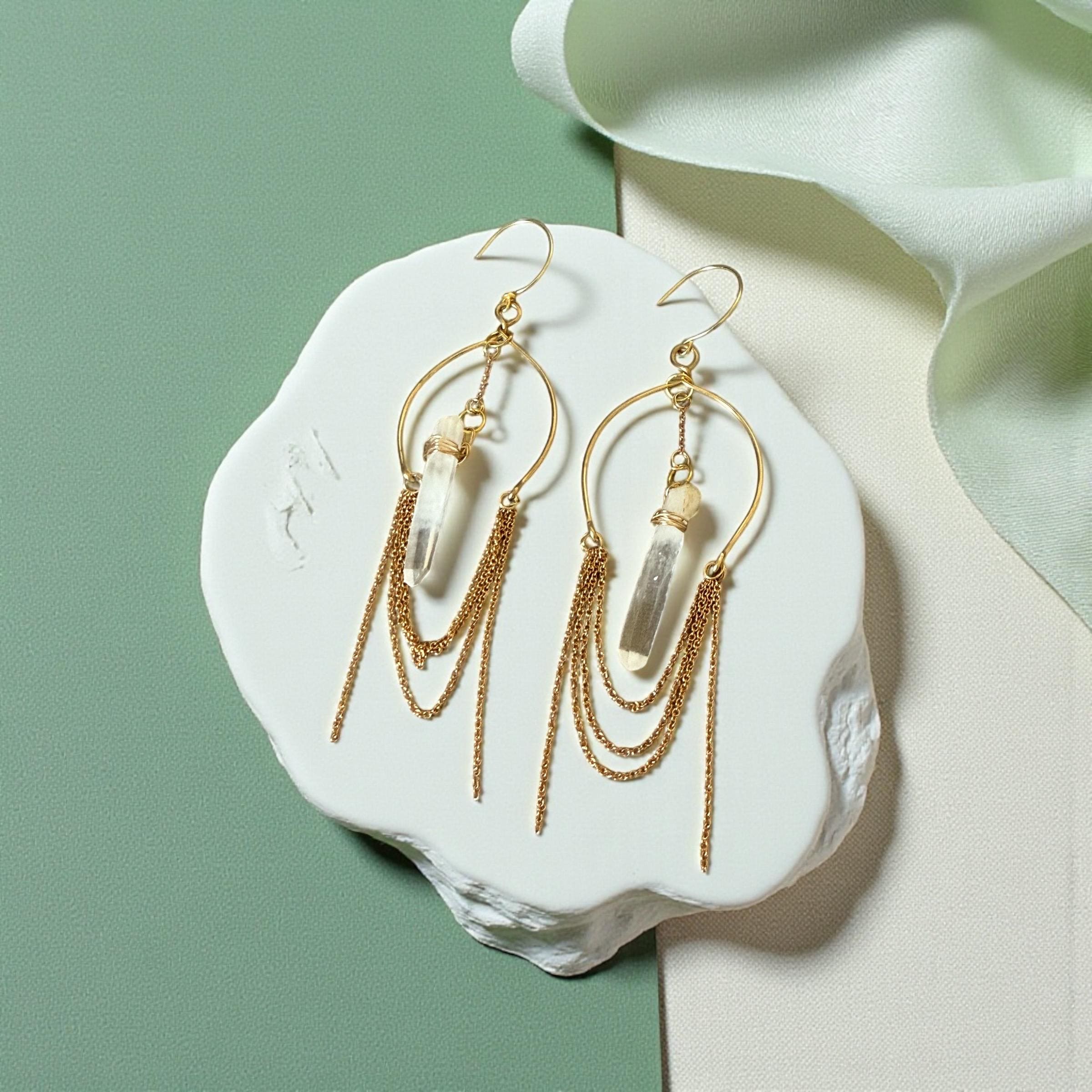 Golden Aura Milky Quartz Earrings