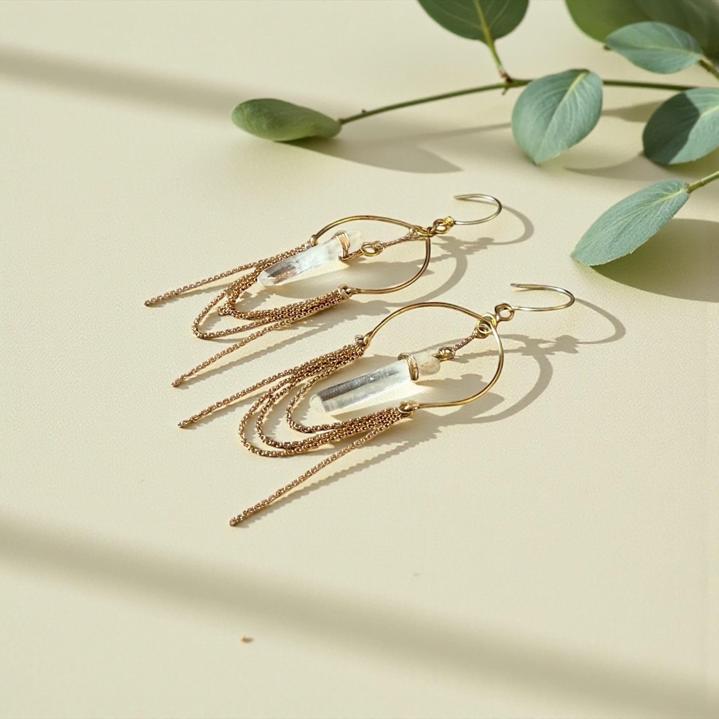 Golden Aura Milky Quartz Earrings
