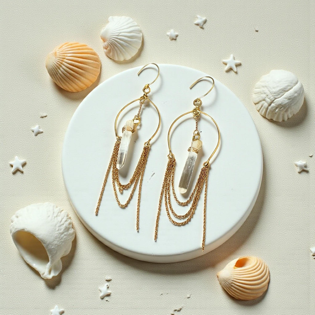 Golden Aura Milky Quartz Earrings