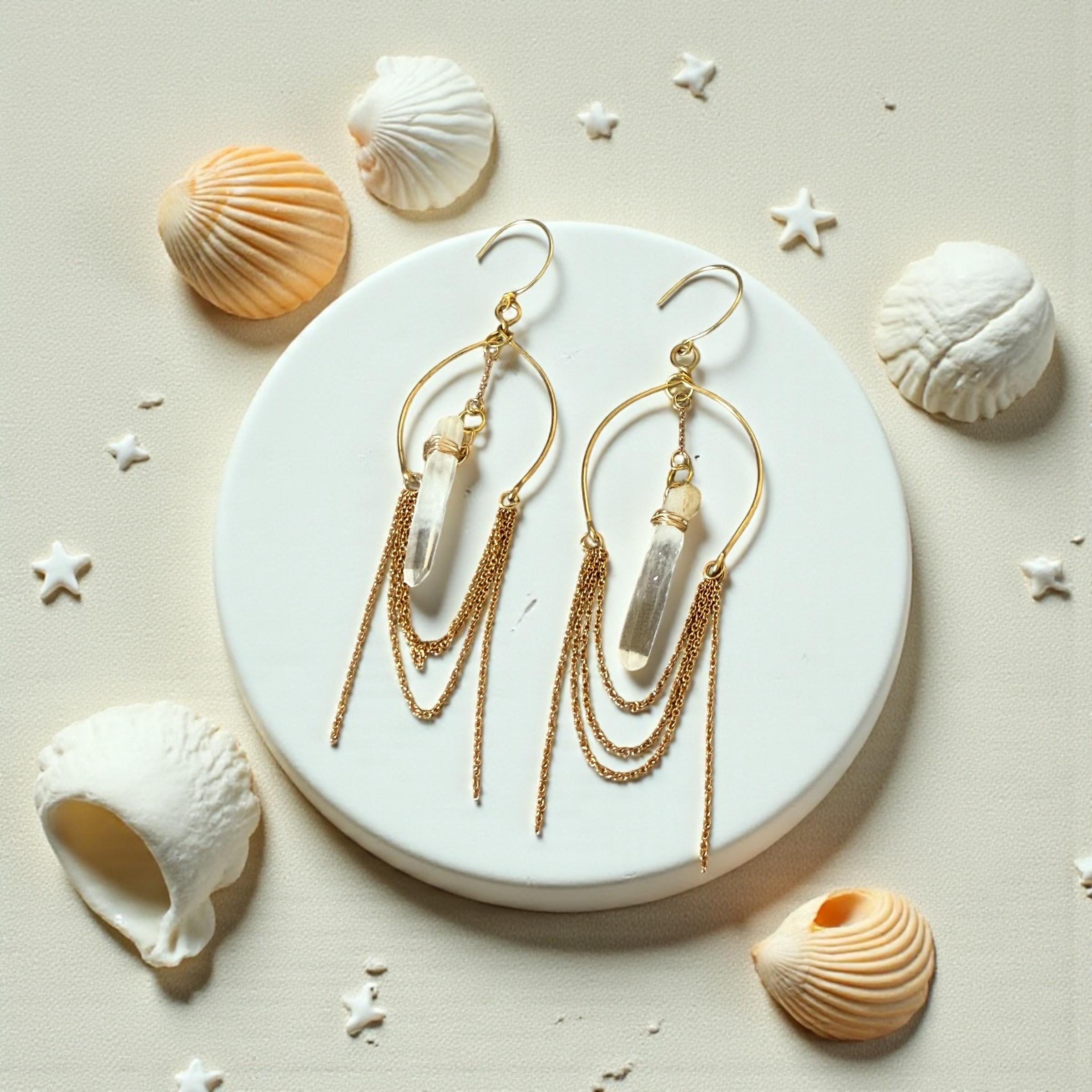 Golden Aura Milky Quartz Earrings