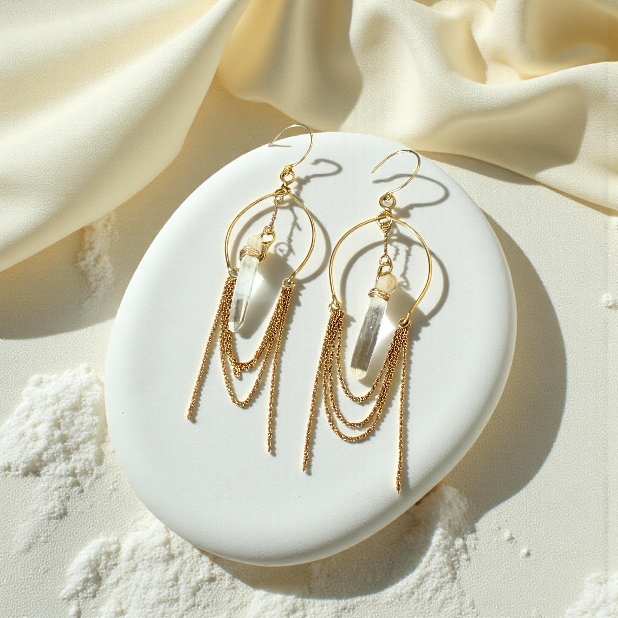 Golden Aura Milky Quartz Earrings