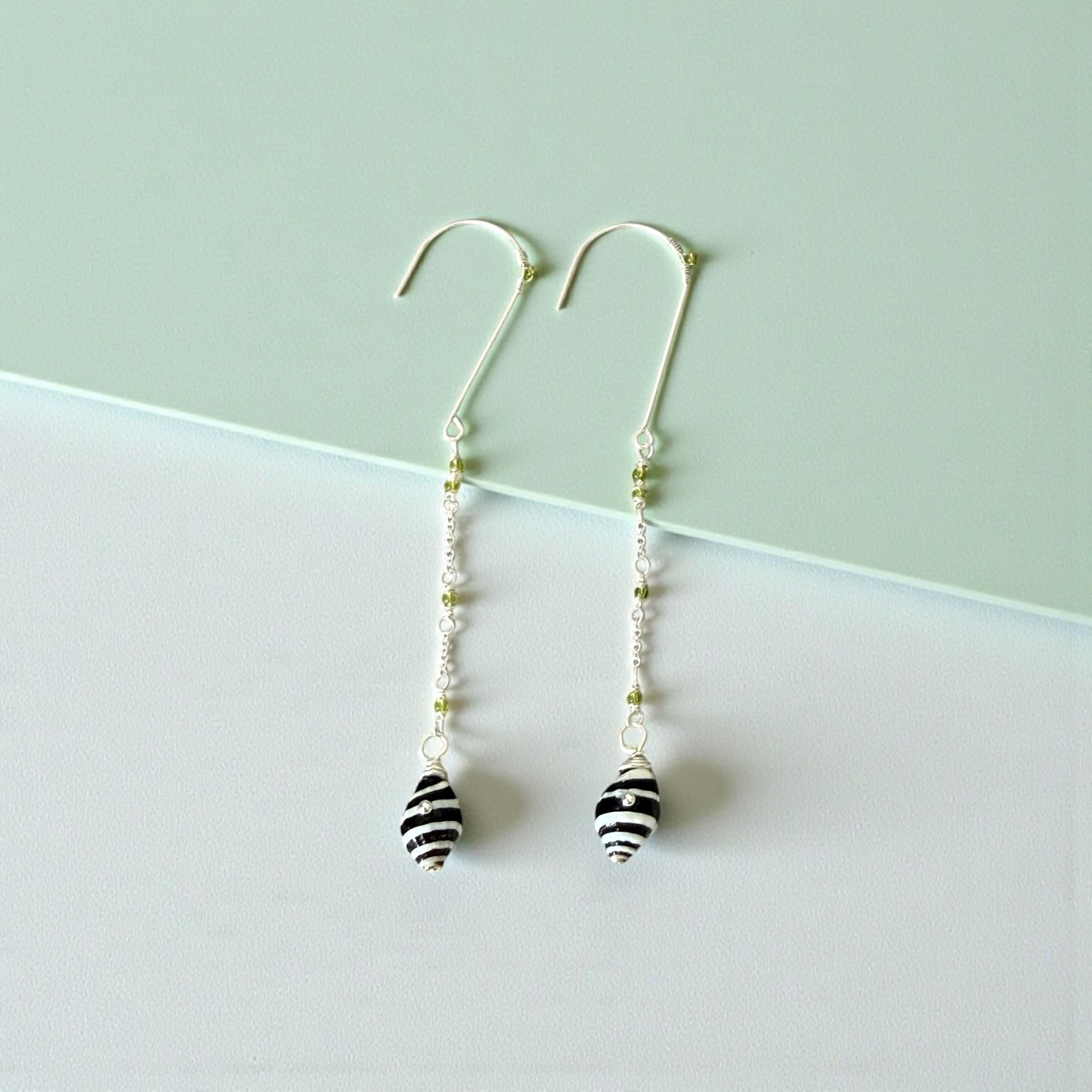 Striped Siren Drop Shell Earrings
