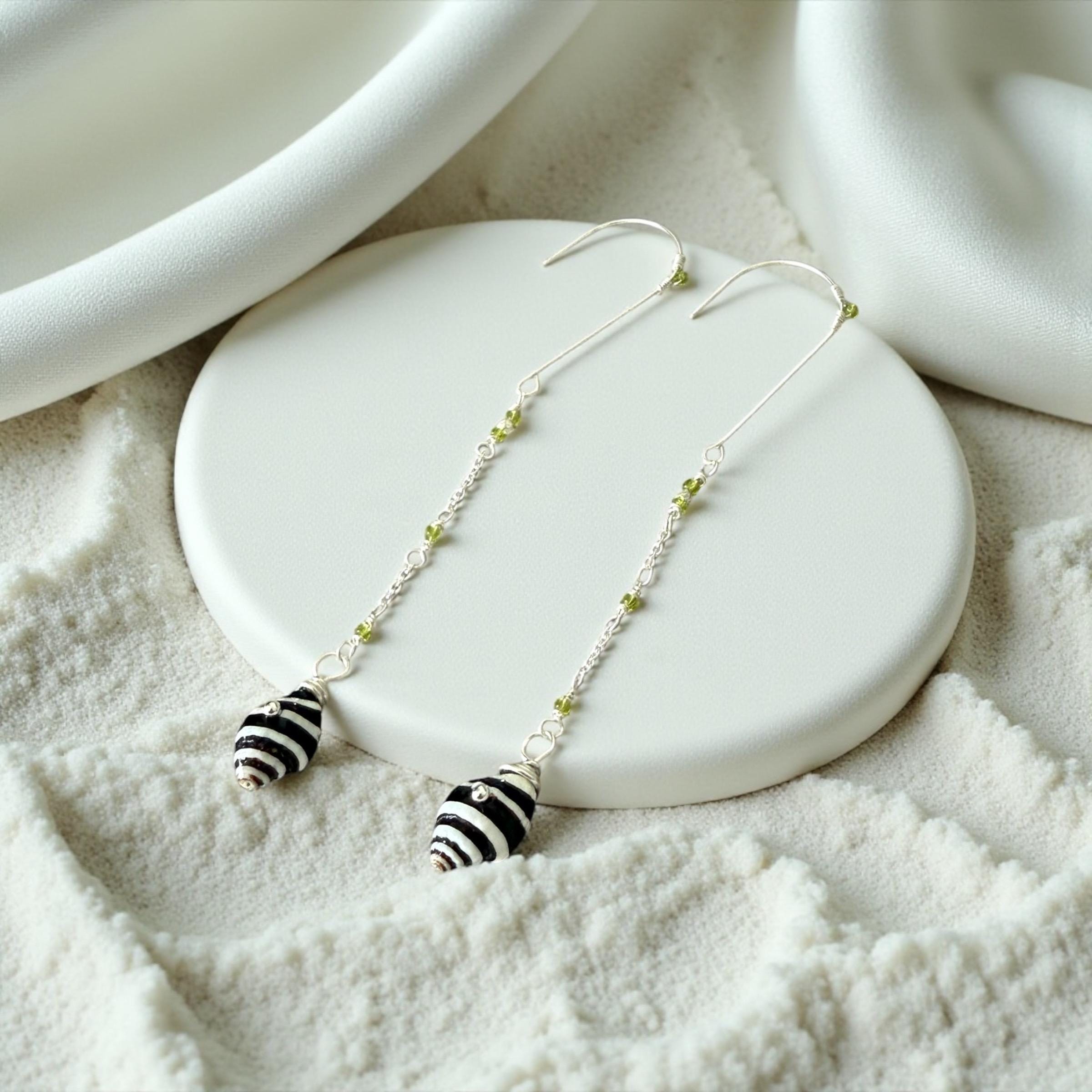 Striped Siren Drop Shell Earrings