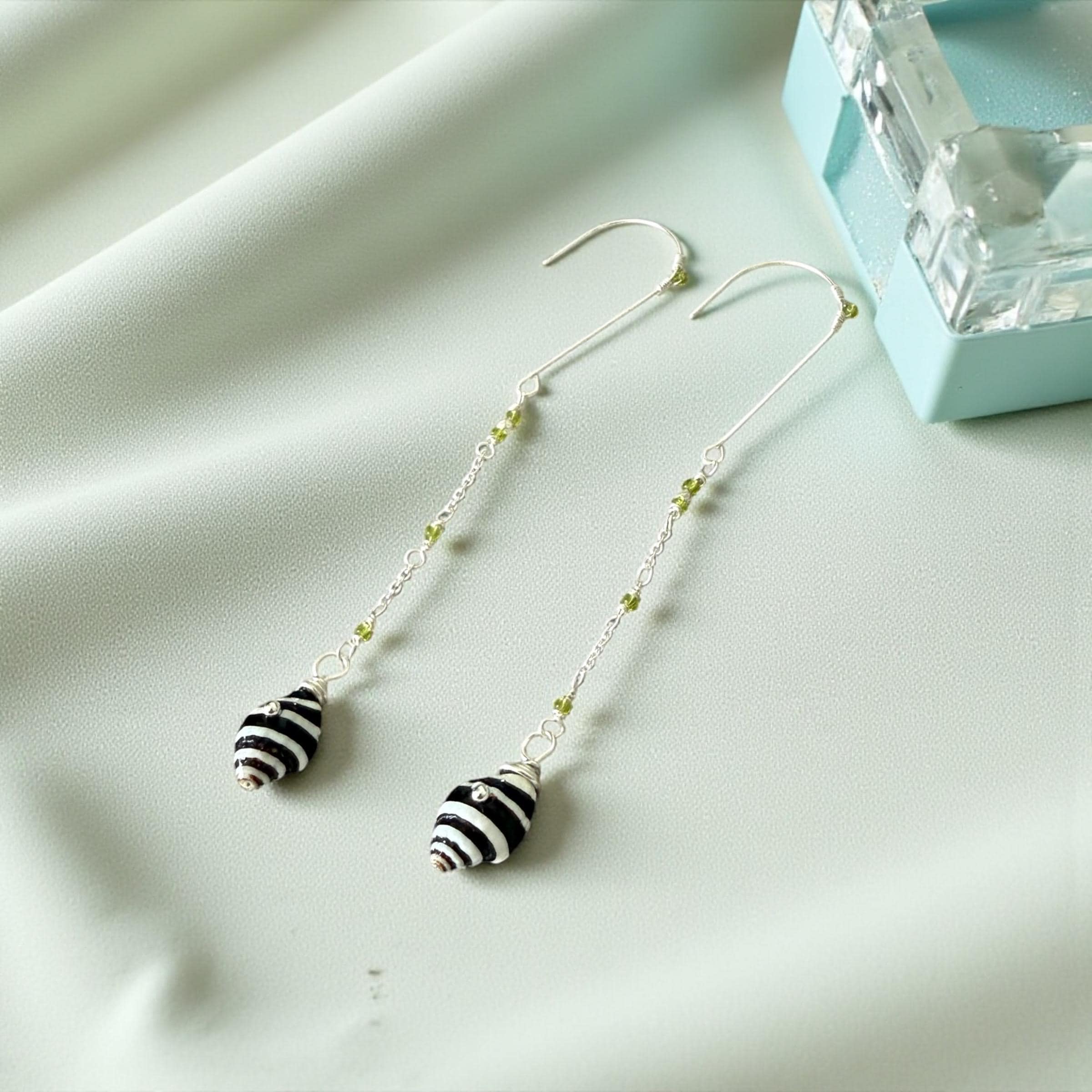 Striped Siren Drop Shell Earrings