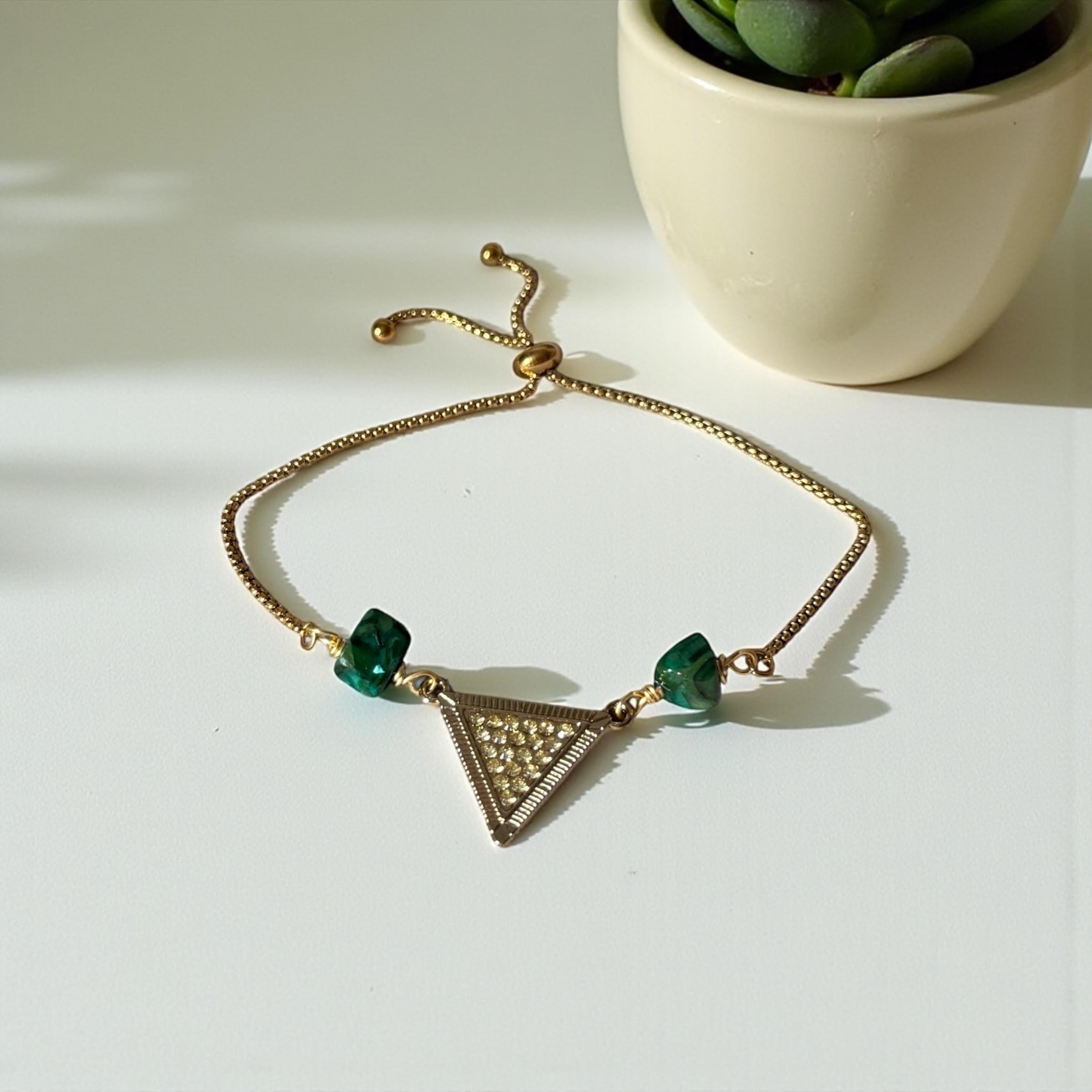 Emerald Equinox Triangle Bolo Bracelet