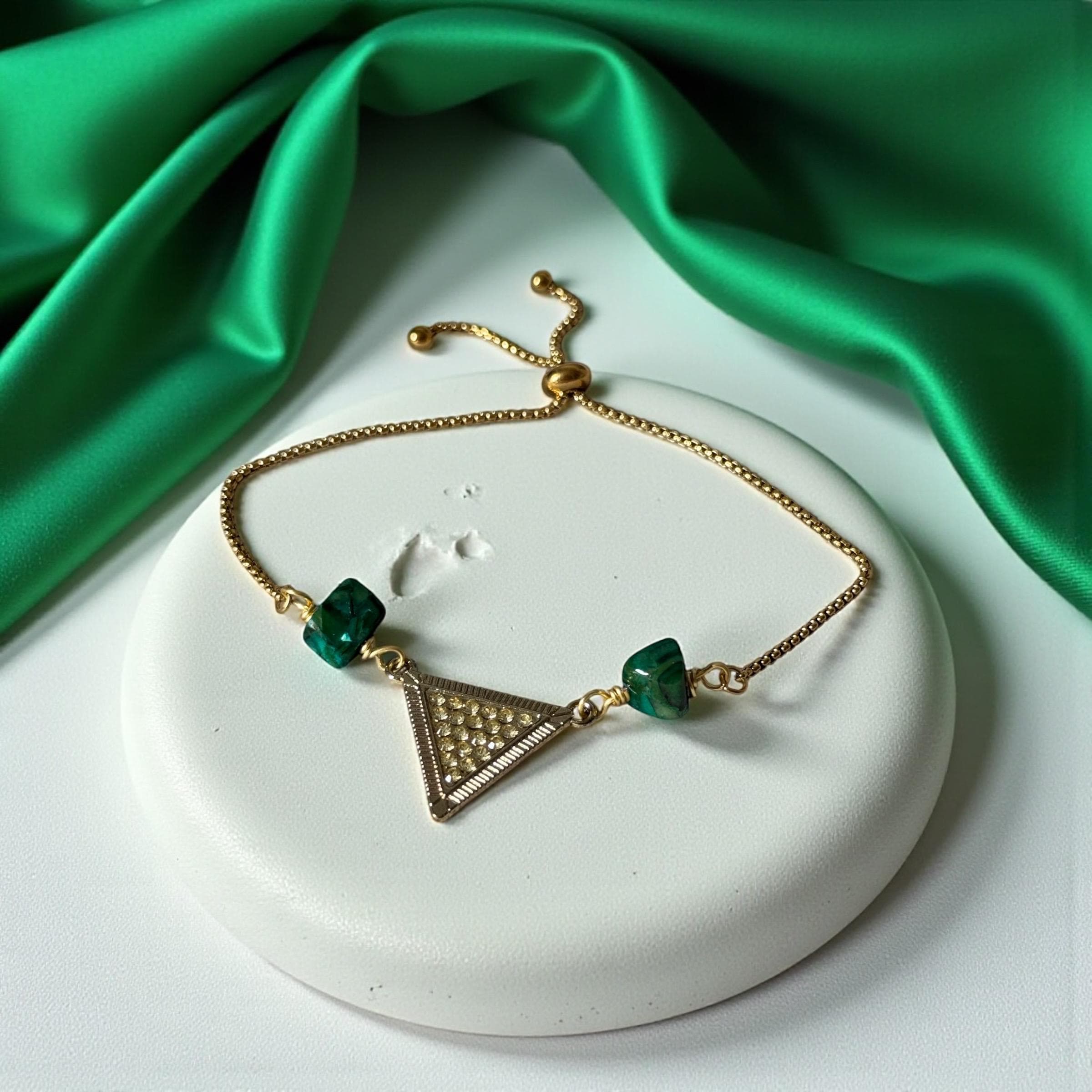 Emerald Equinox Triangle Bolo Bracelet