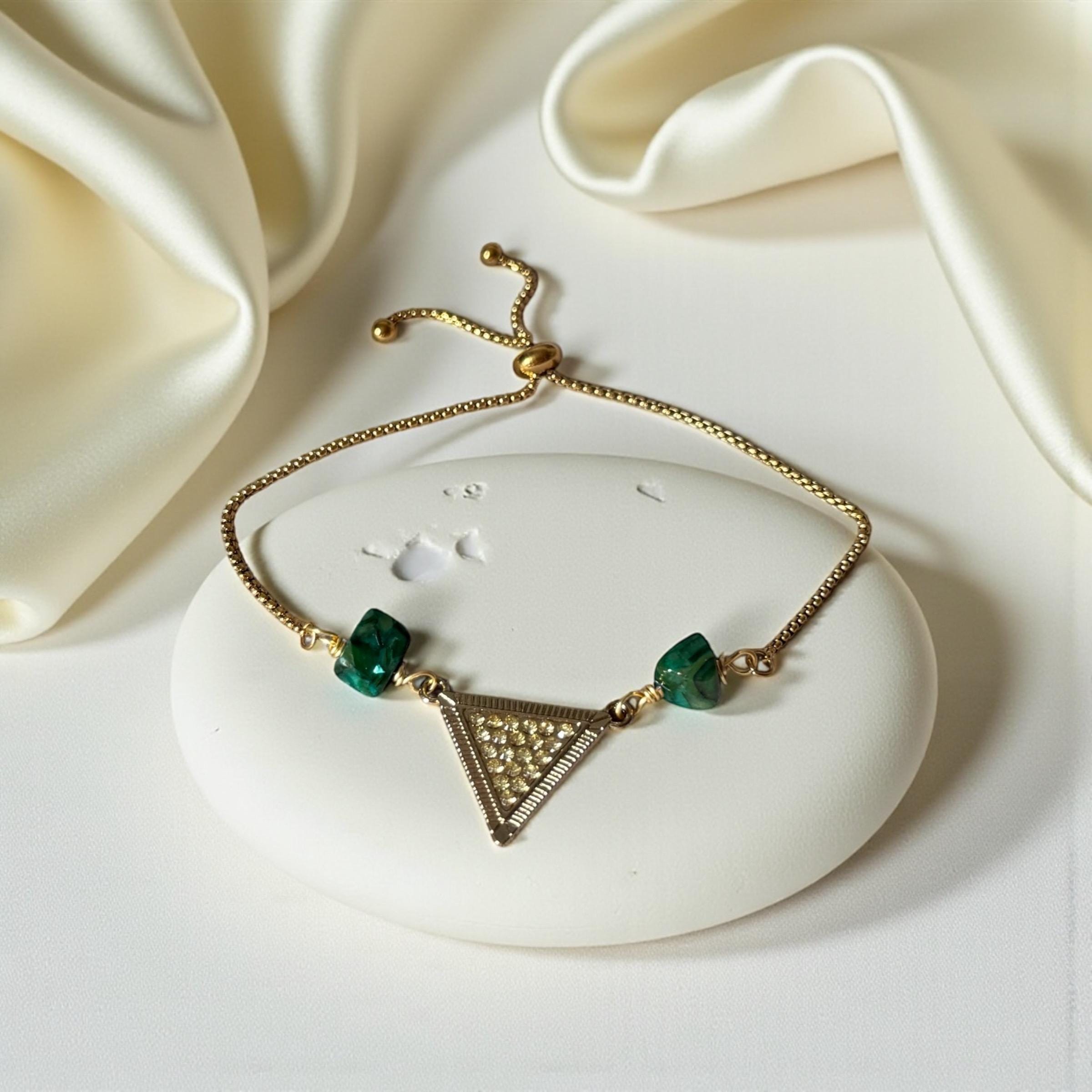 Emerald Equinox Triangle Bolo Bracelet