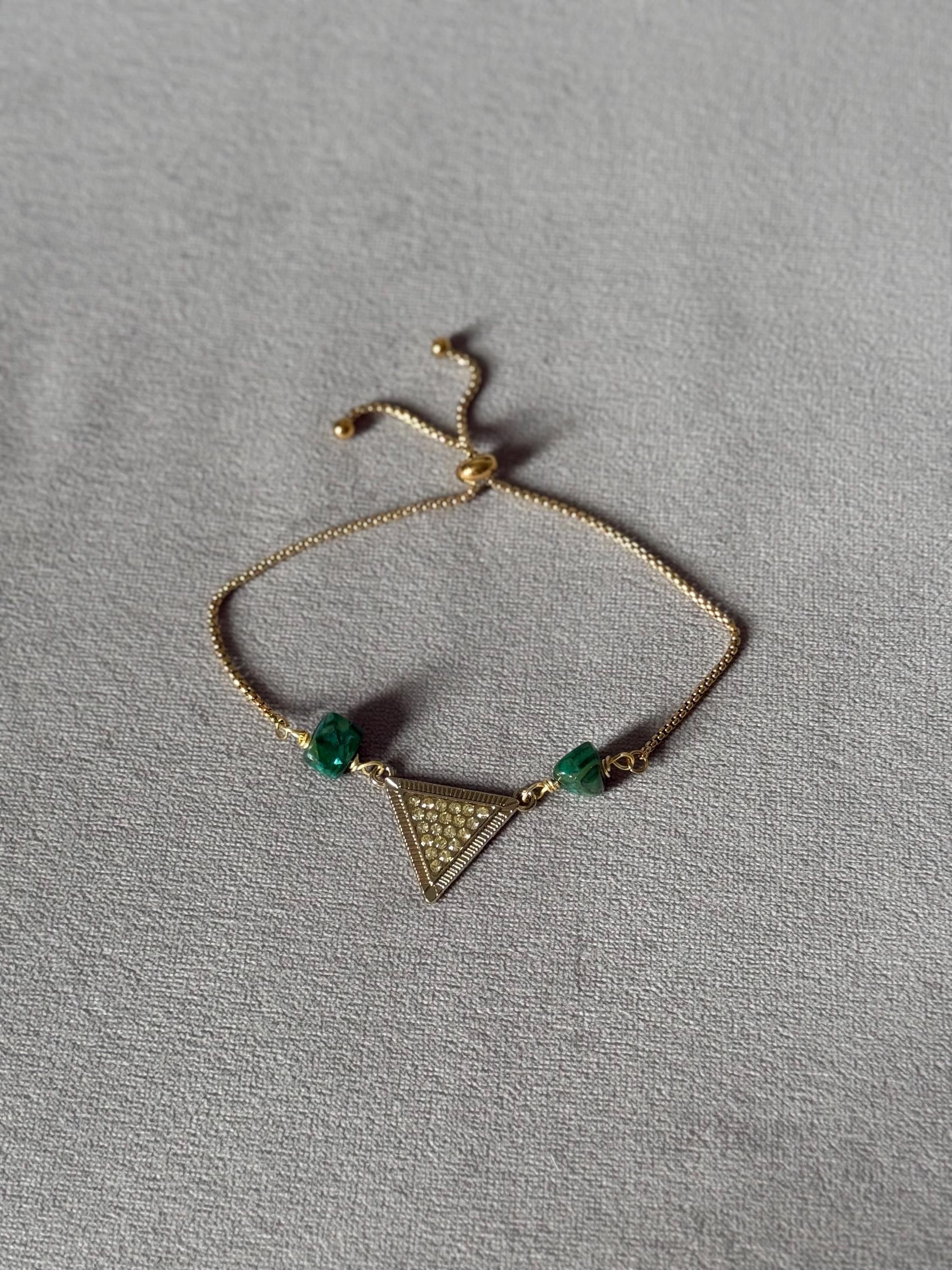 Emerald Equinox Triangle Bolo Bracelet