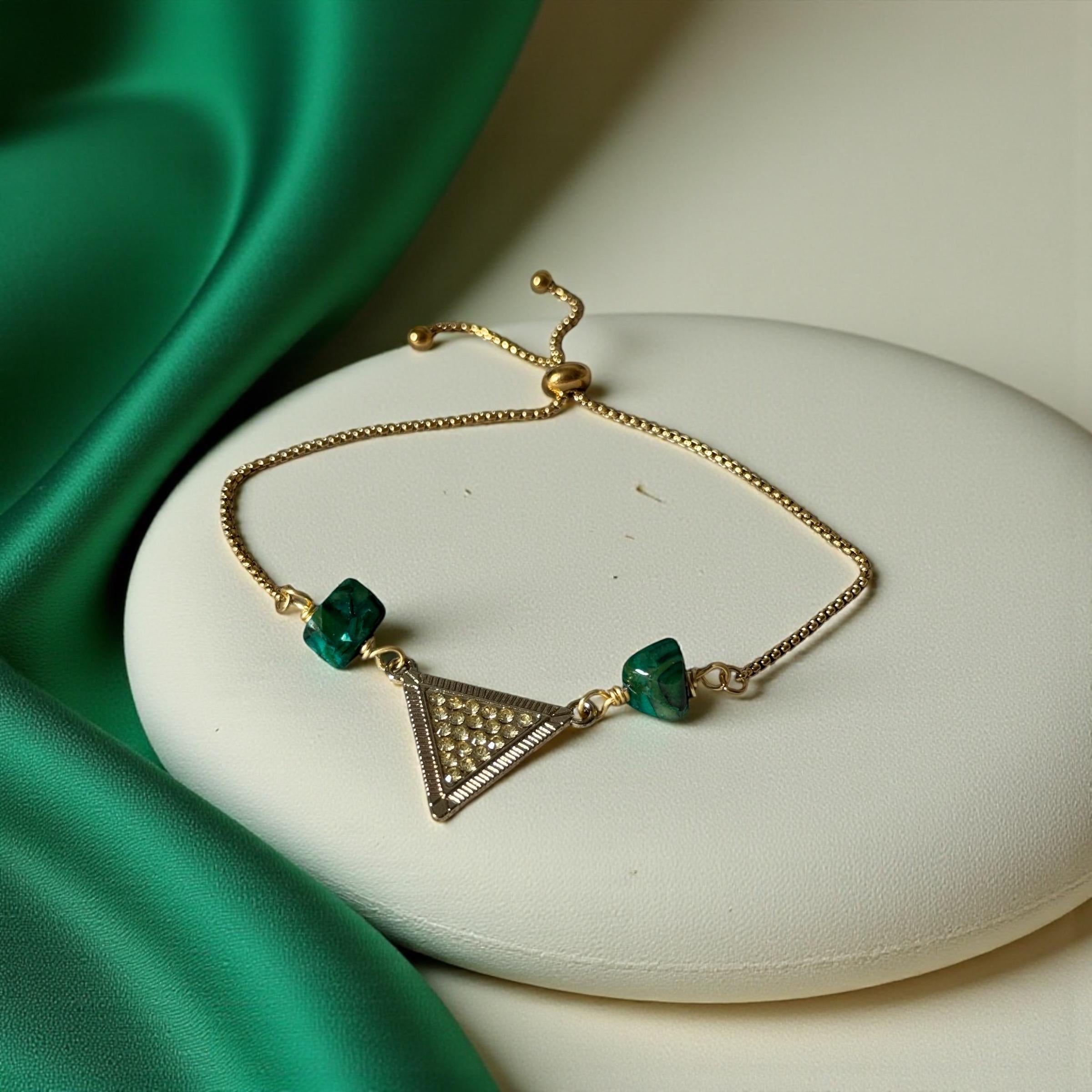 Emerald Equinox Triangle Bolo Bracelet