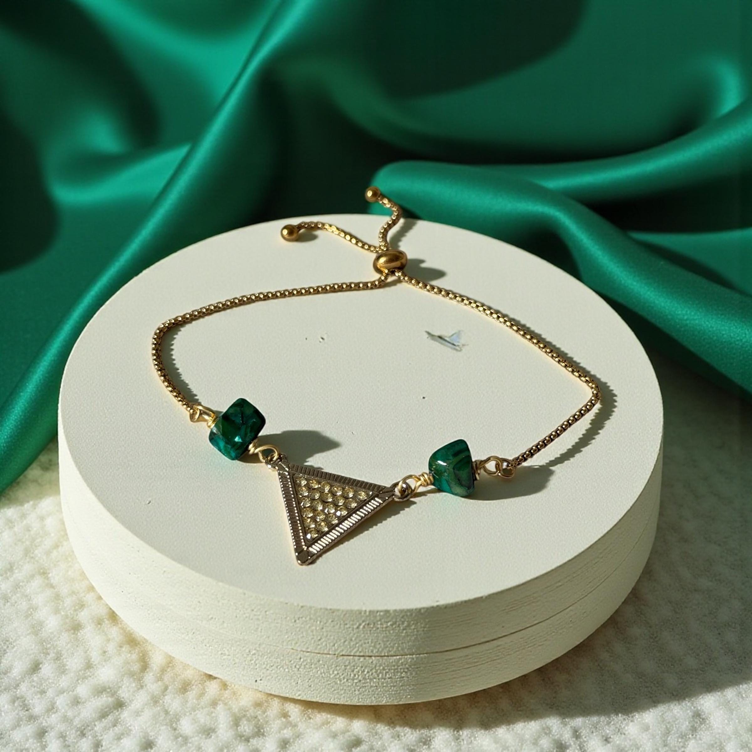 Emerald Equinox Triangle Bolo Bracelet